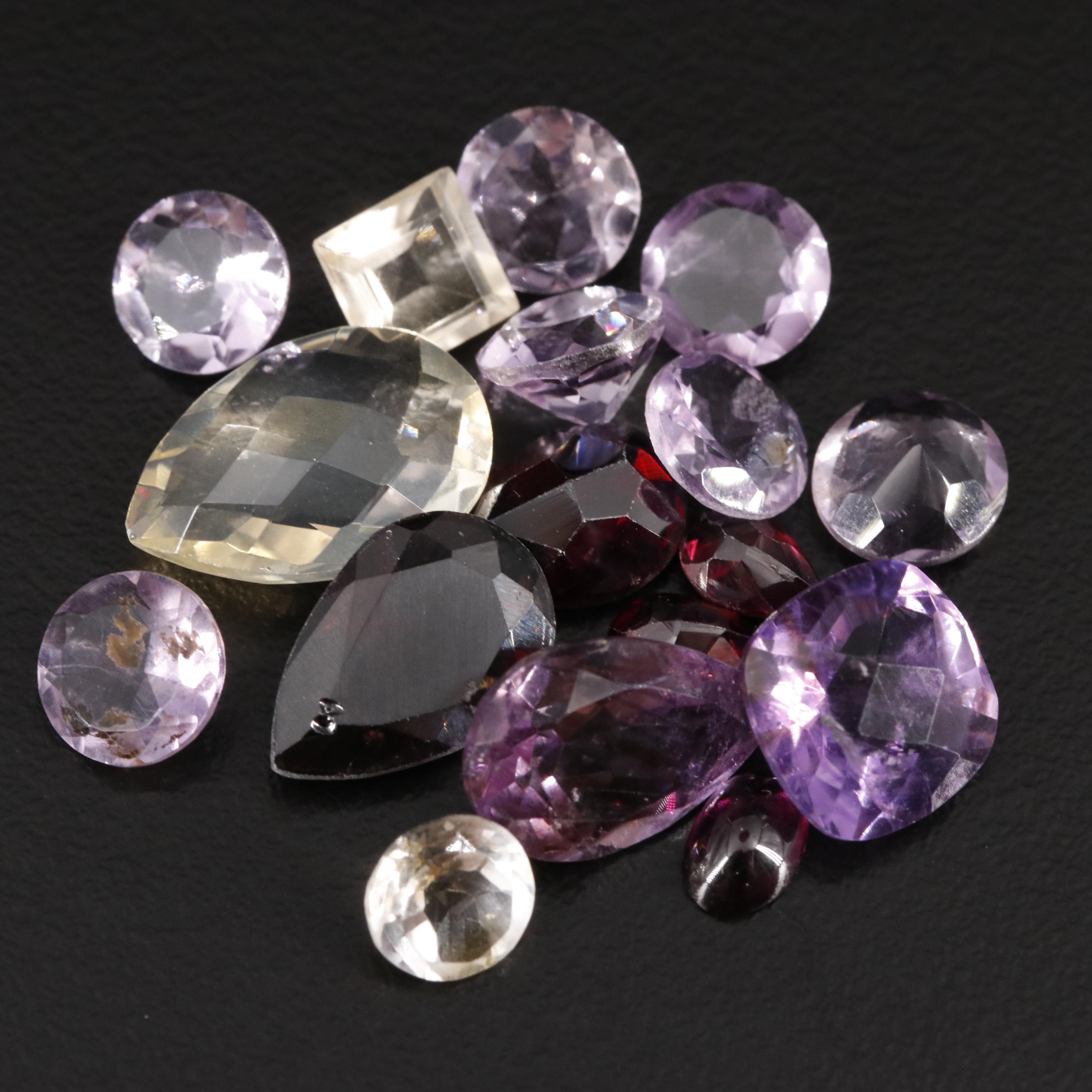 Loose 25.45 CTW Amethyst, Citrine and Garnet Lot