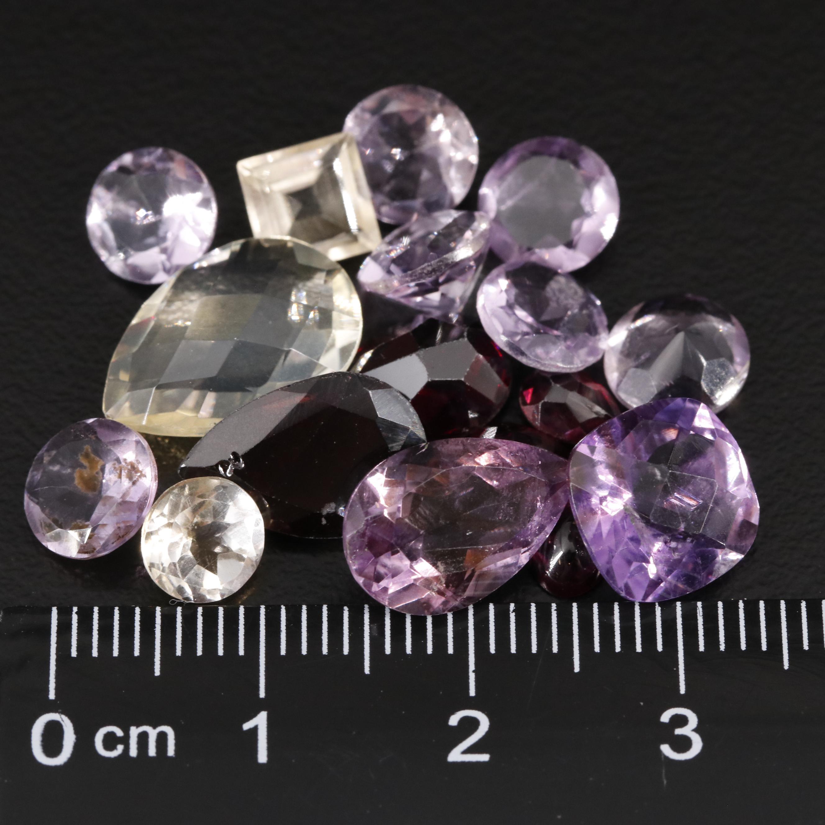 Loose 25.45 CTW Amethyst, Citrine and Garnet Lot