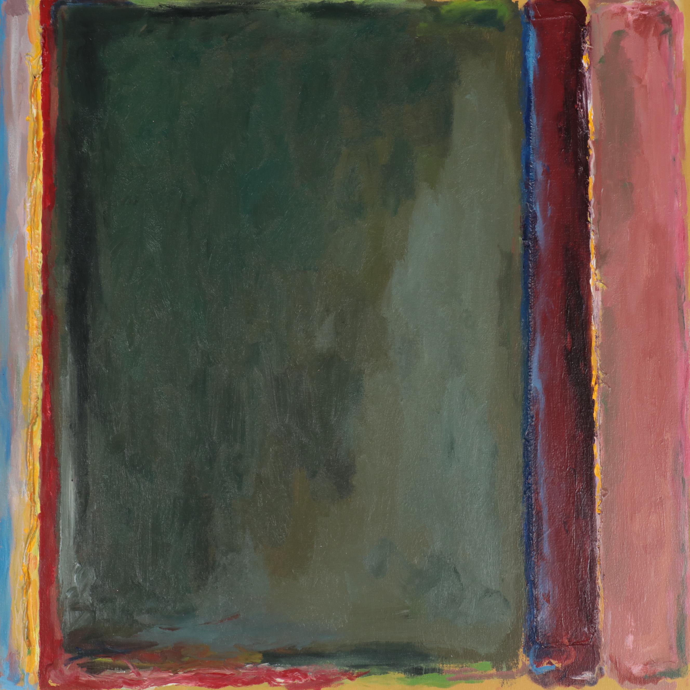 Robert Becker Abstract Acrylic Diptych Painting, 1989