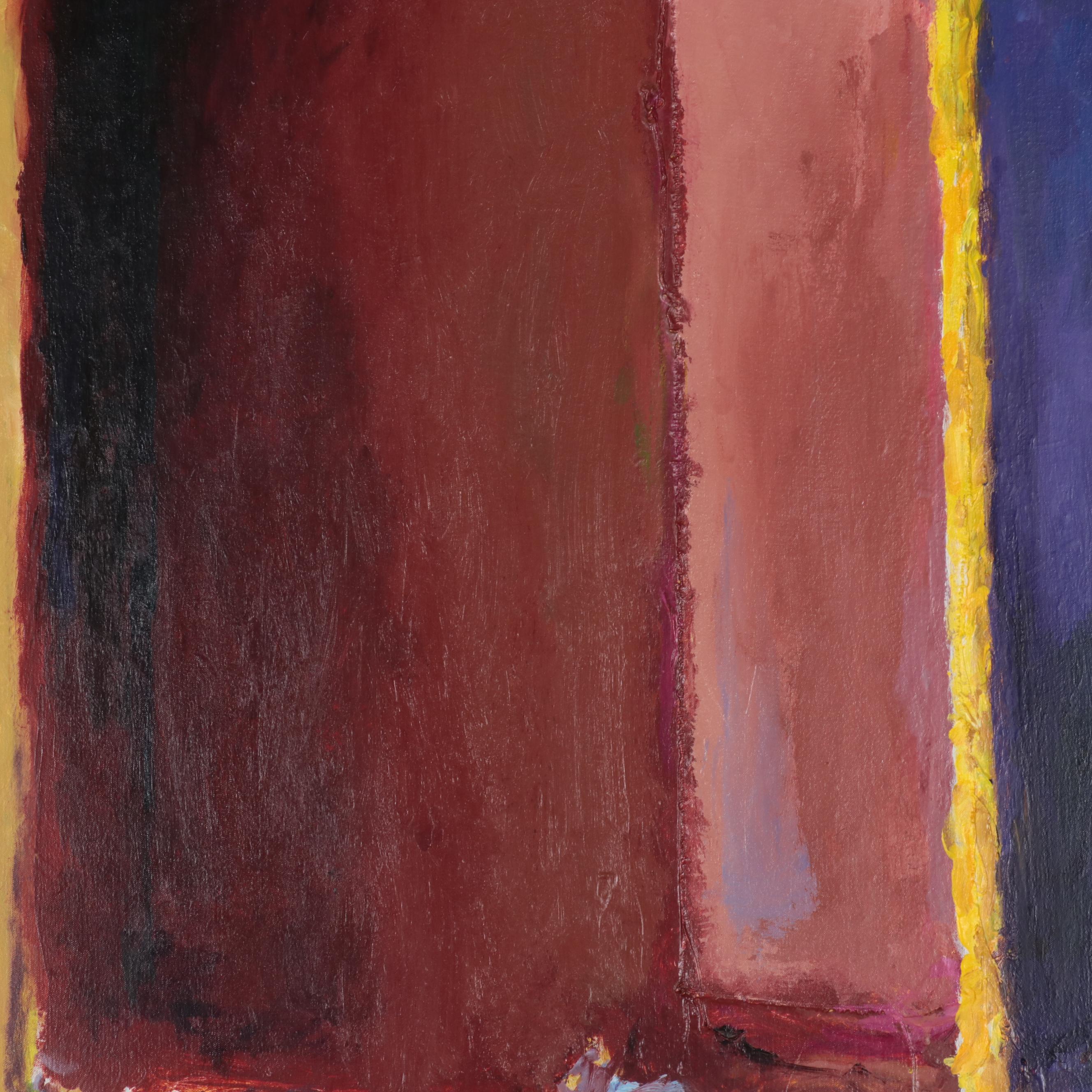 Robert Becker Abstract Acrylic Diptych Painting, 1989