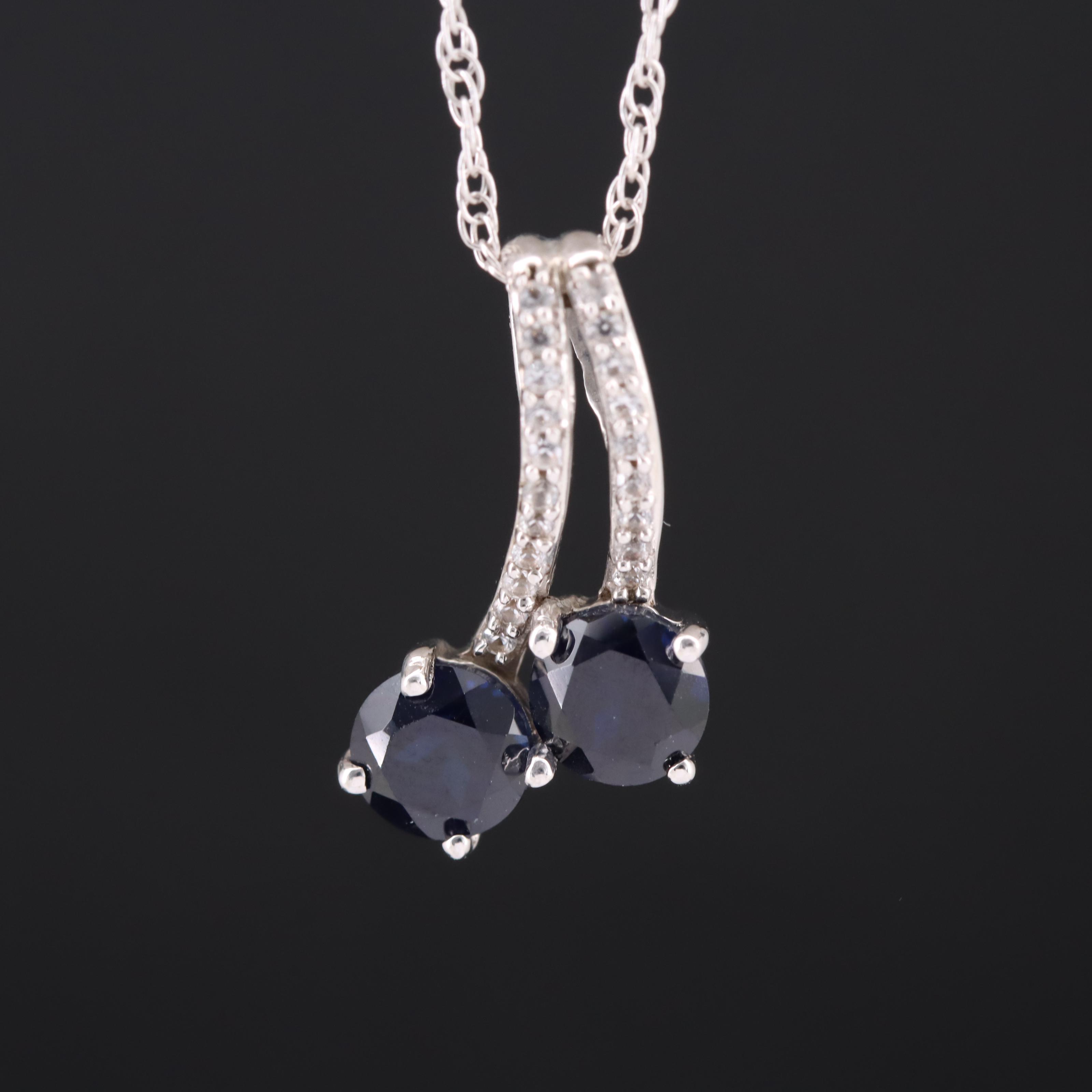 Sterling Sapphire Pendant Necklace