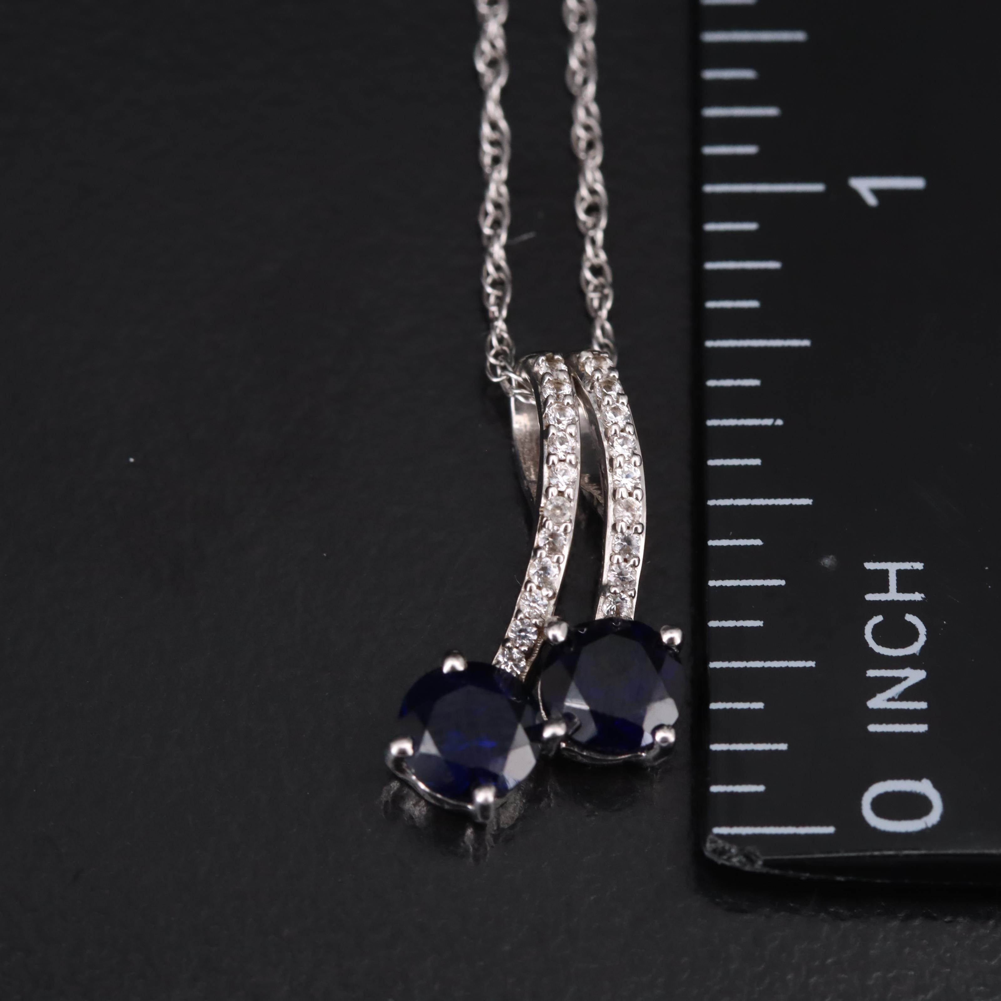 Sterling Sapphire Pendant Necklace