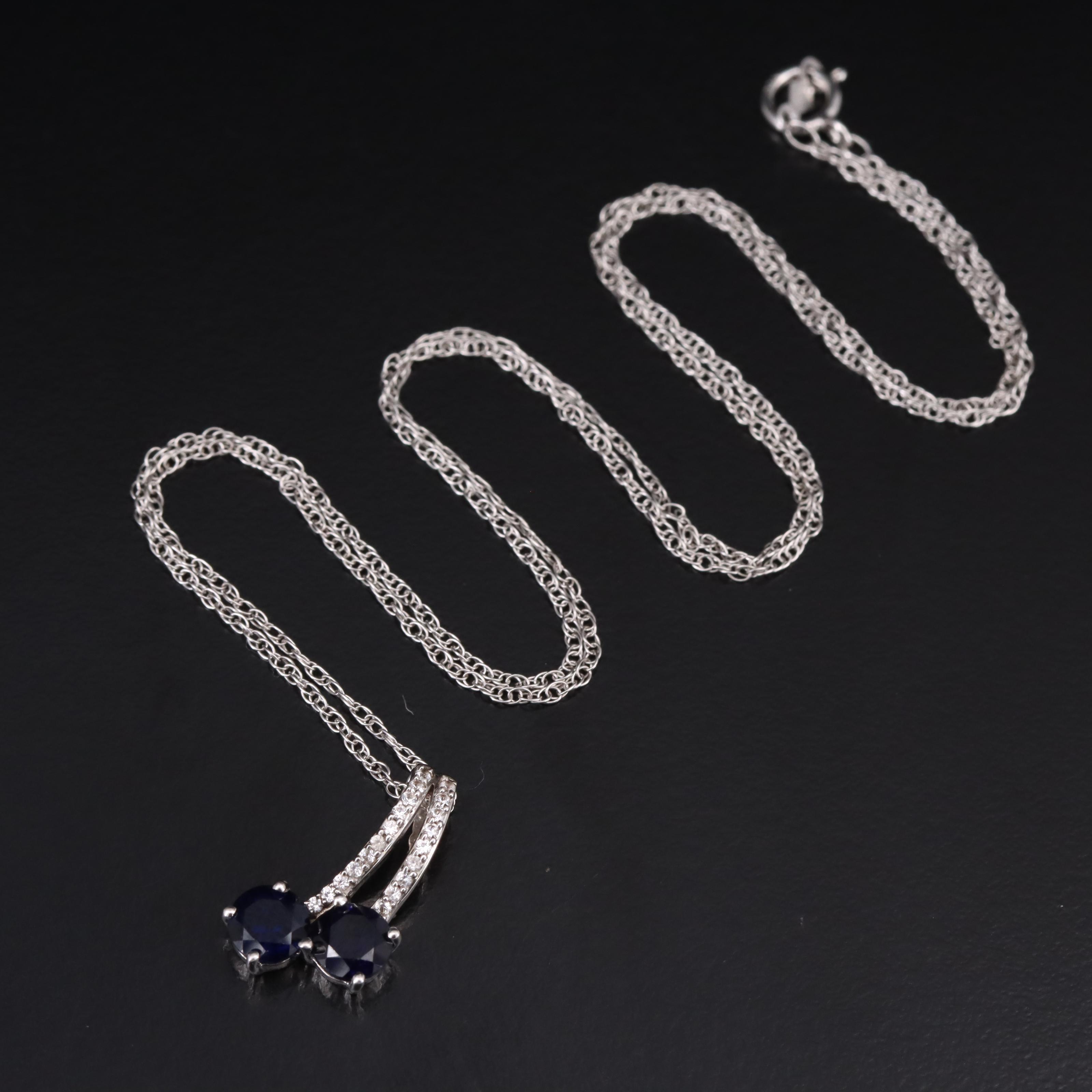 Sterling Sapphire Pendant Necklace