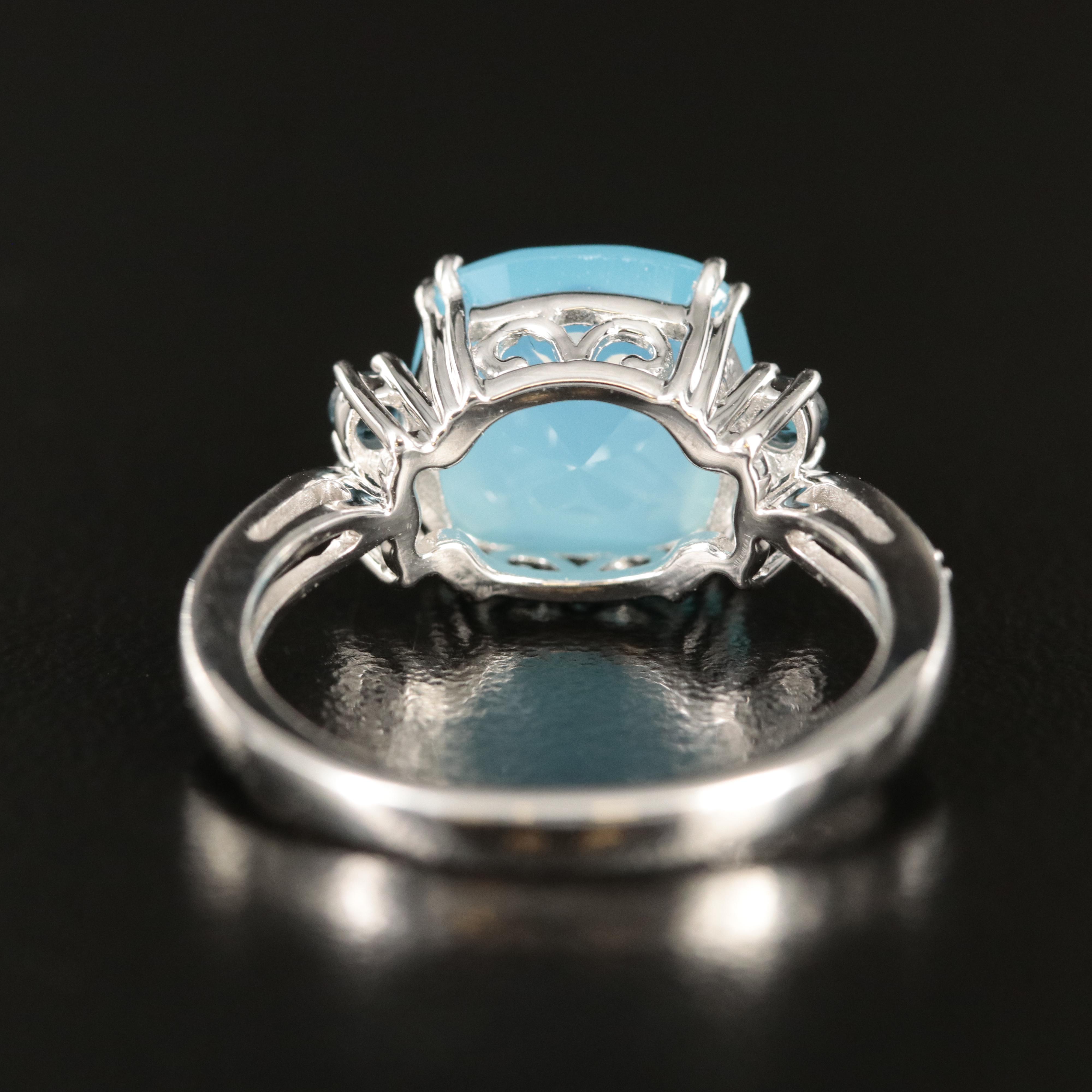 Sterling Chalcedony, Tourmaline and Sapphire Ring