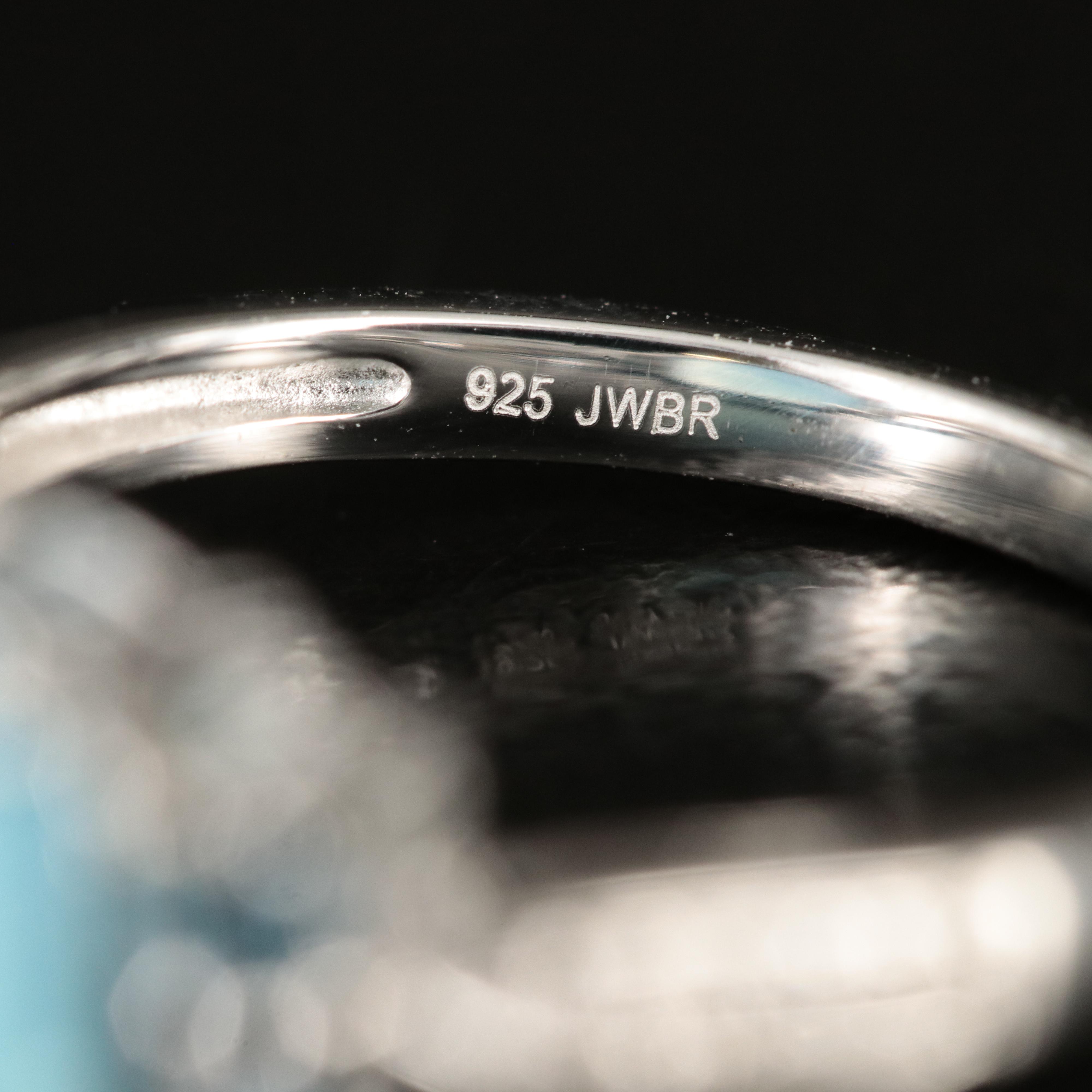 Sterling Chalcedony, Tourmaline and Sapphire Ring