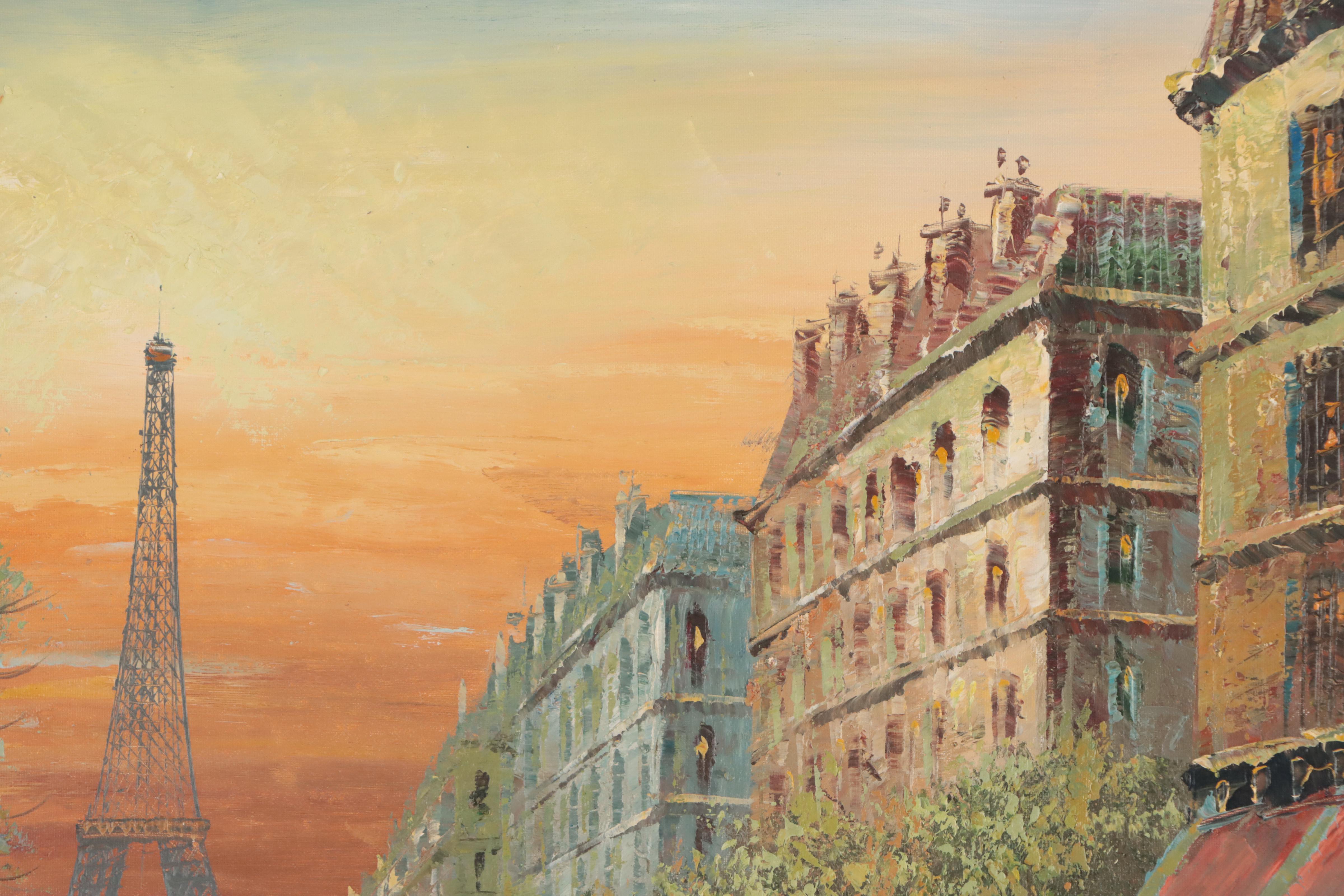 Parisian Street Scene Oil Painting