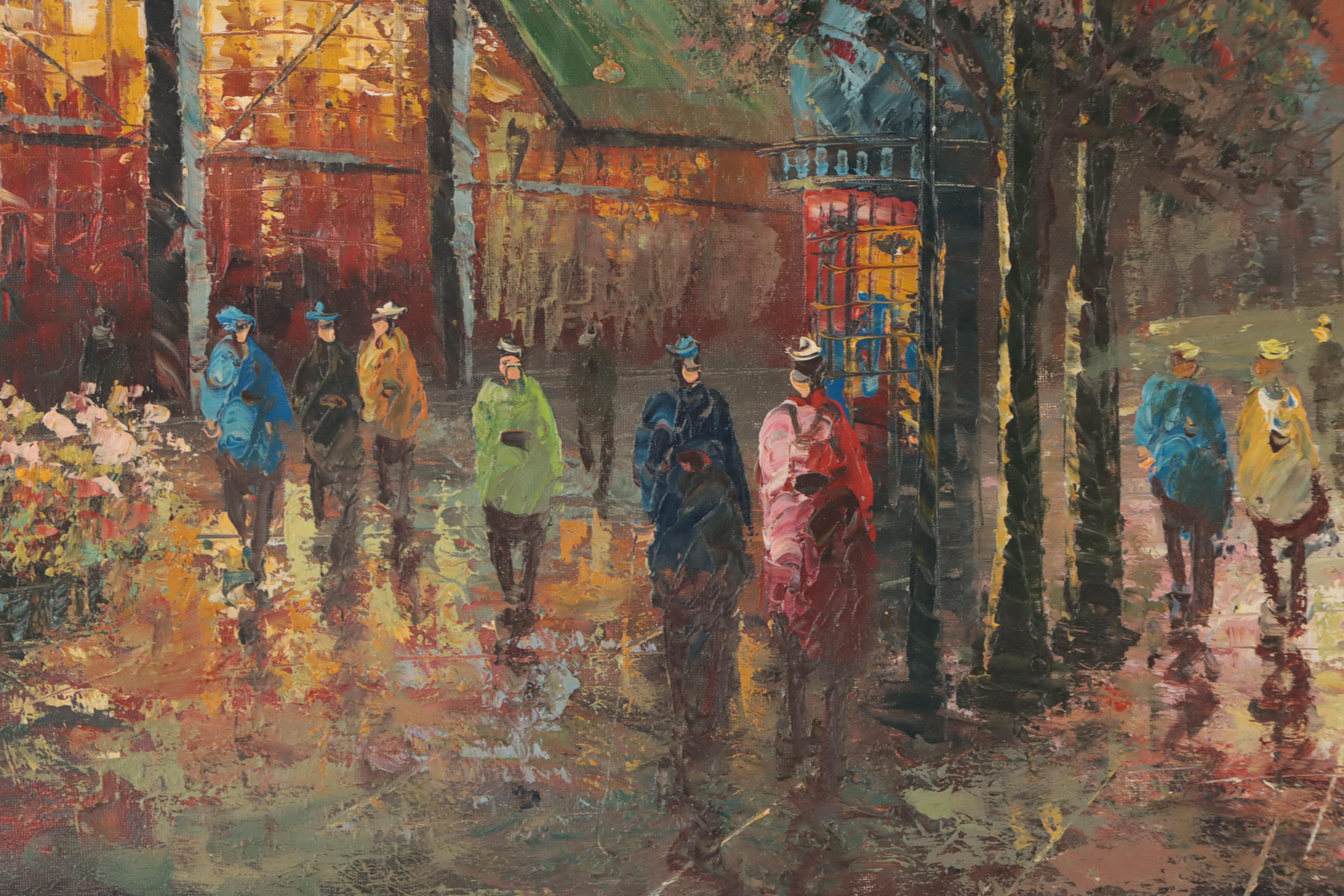 Parisian Street Scene Oil Painting