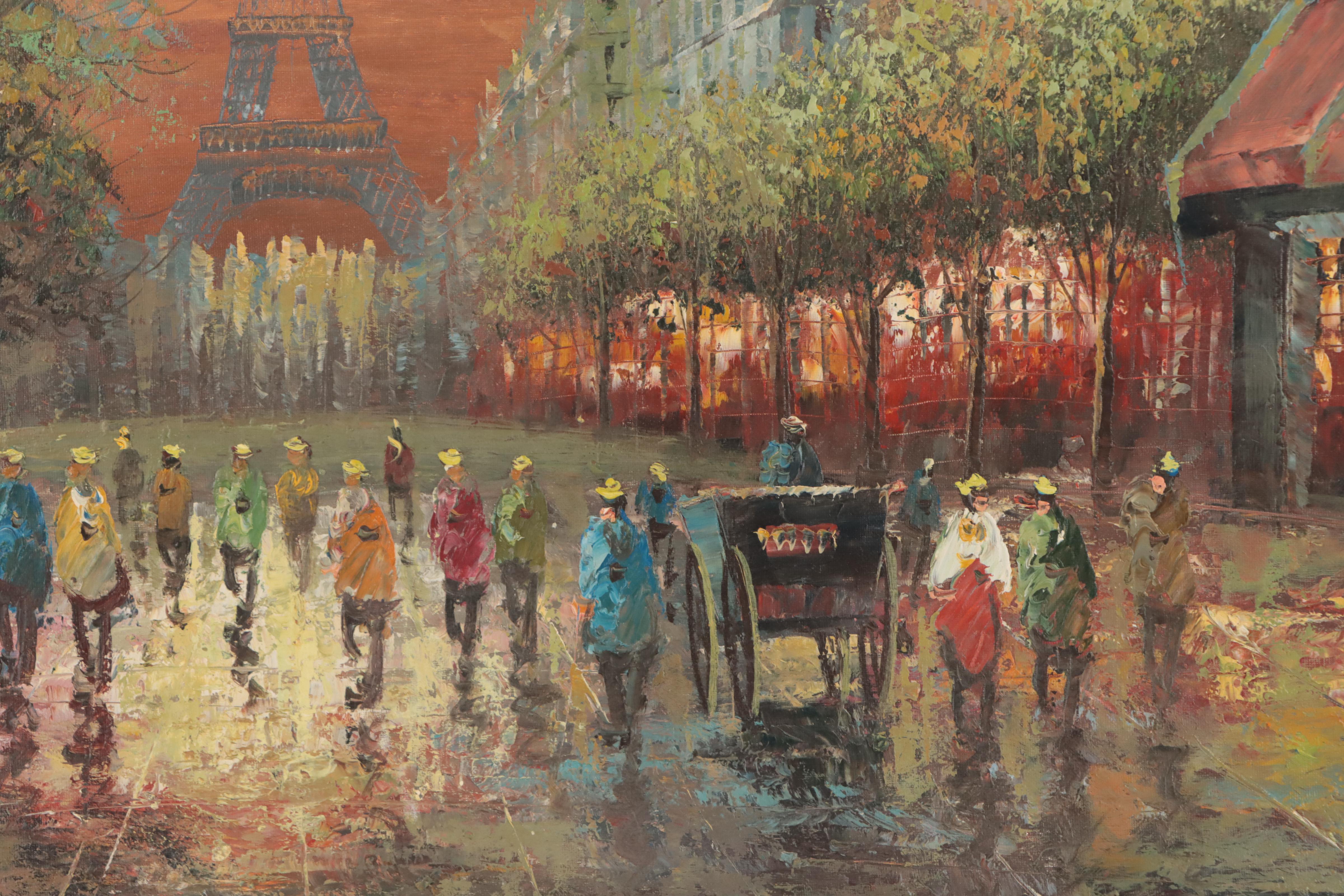 Parisian Street Scene Oil Painting