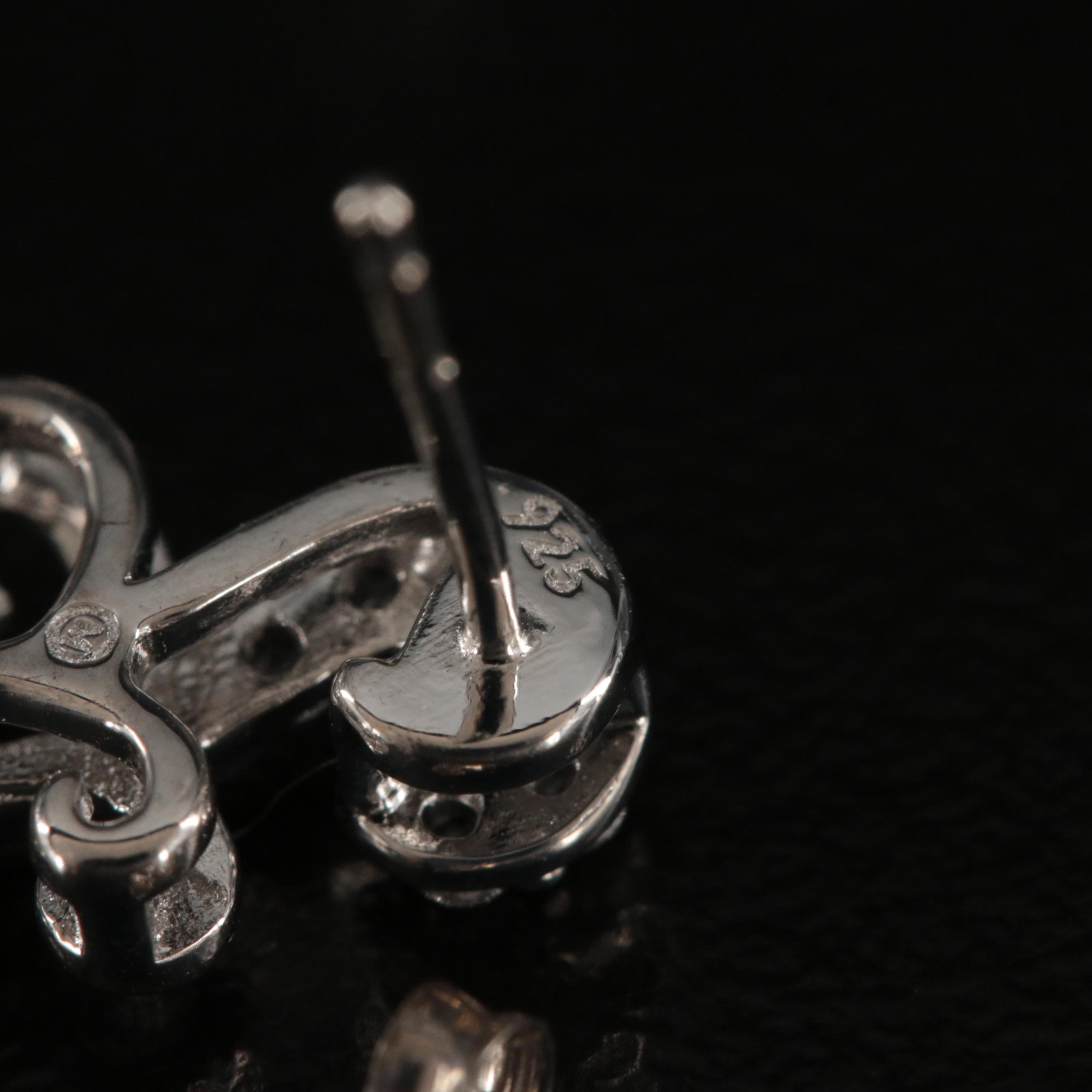 Sterling Pearl and White Sapphire Earrings