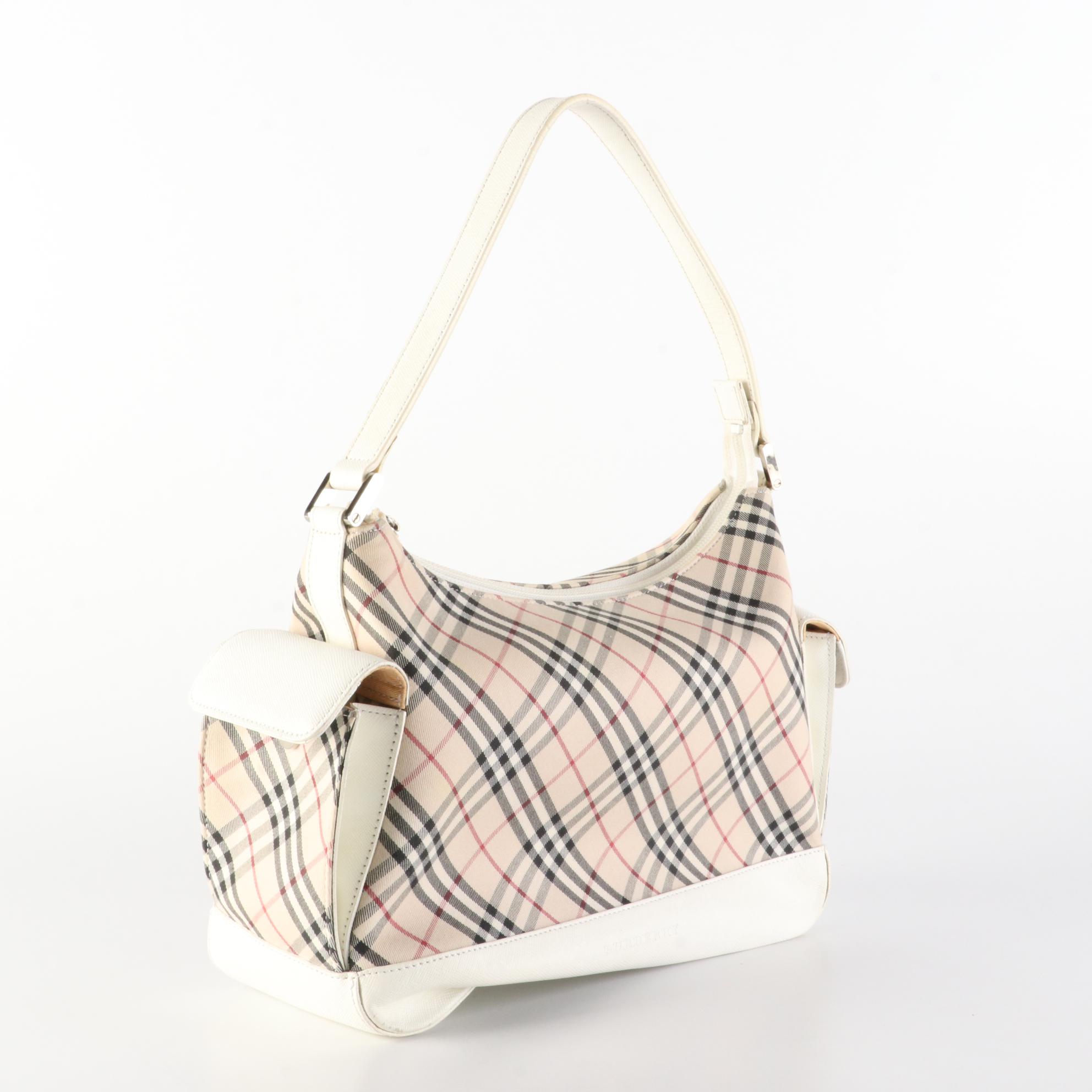 Burberry Nova Check Twill and Leather Shoulder Bag