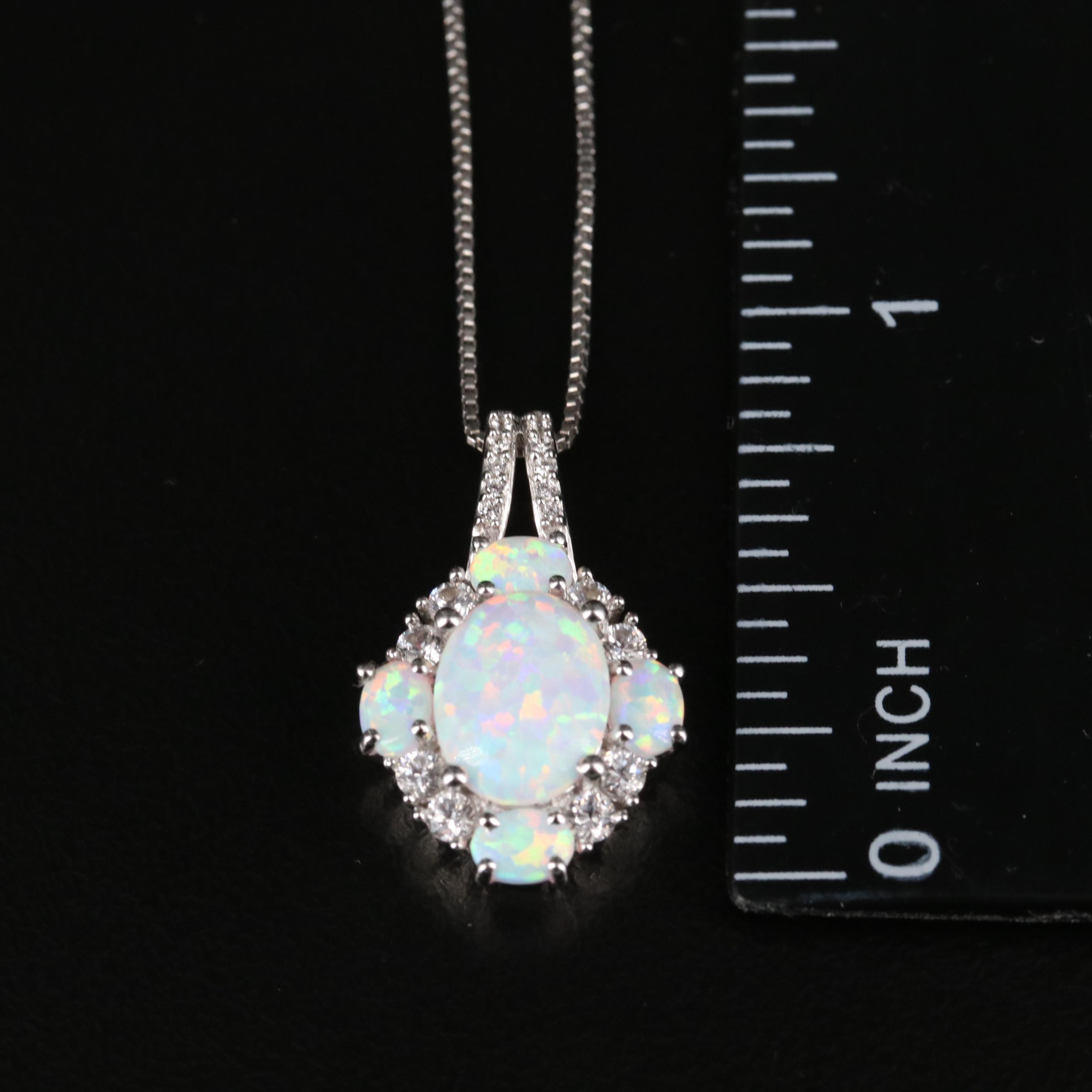 Sterling Opal and Sapphire Necklace