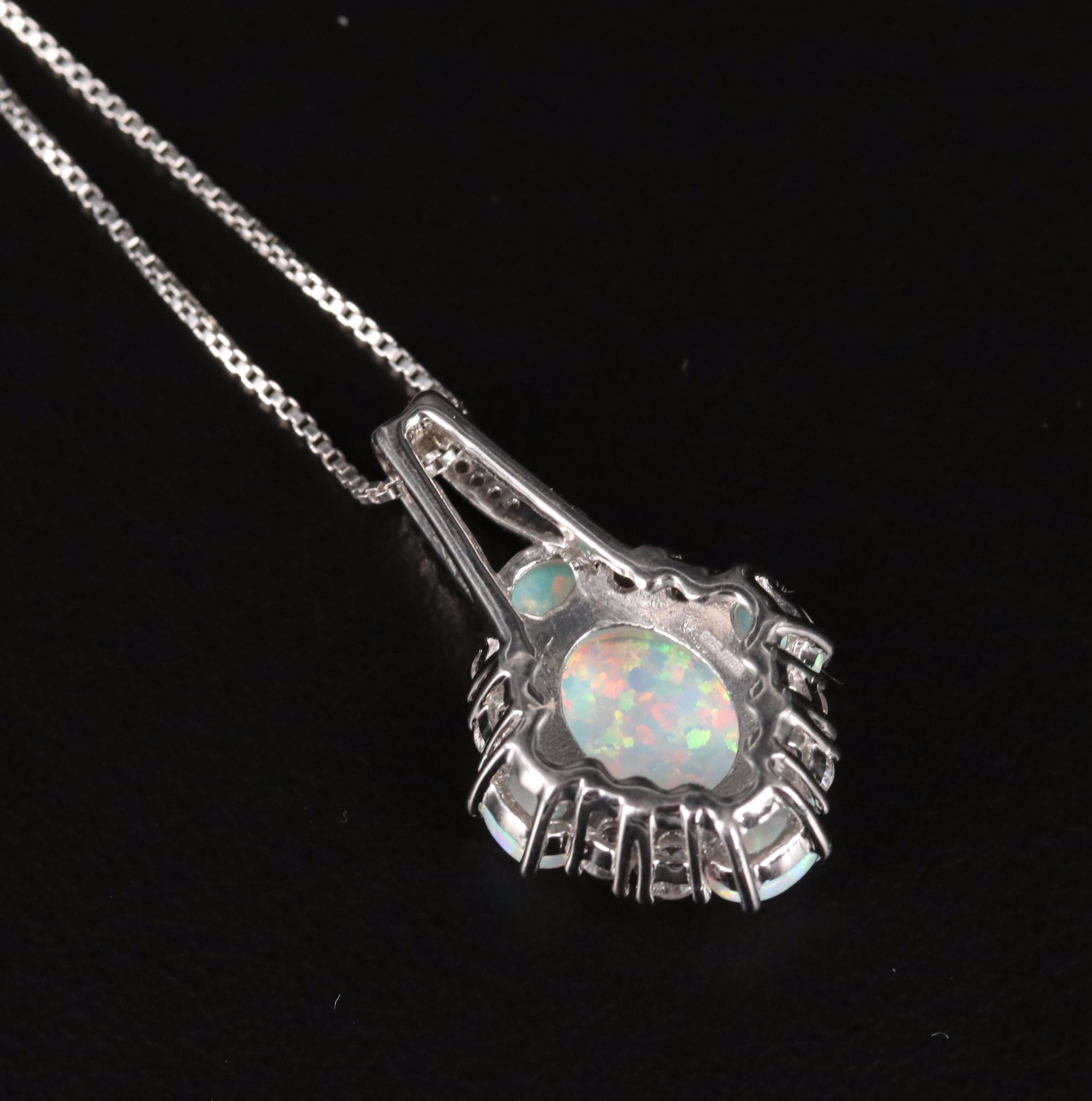 Sterling Opal and Sapphire Necklace