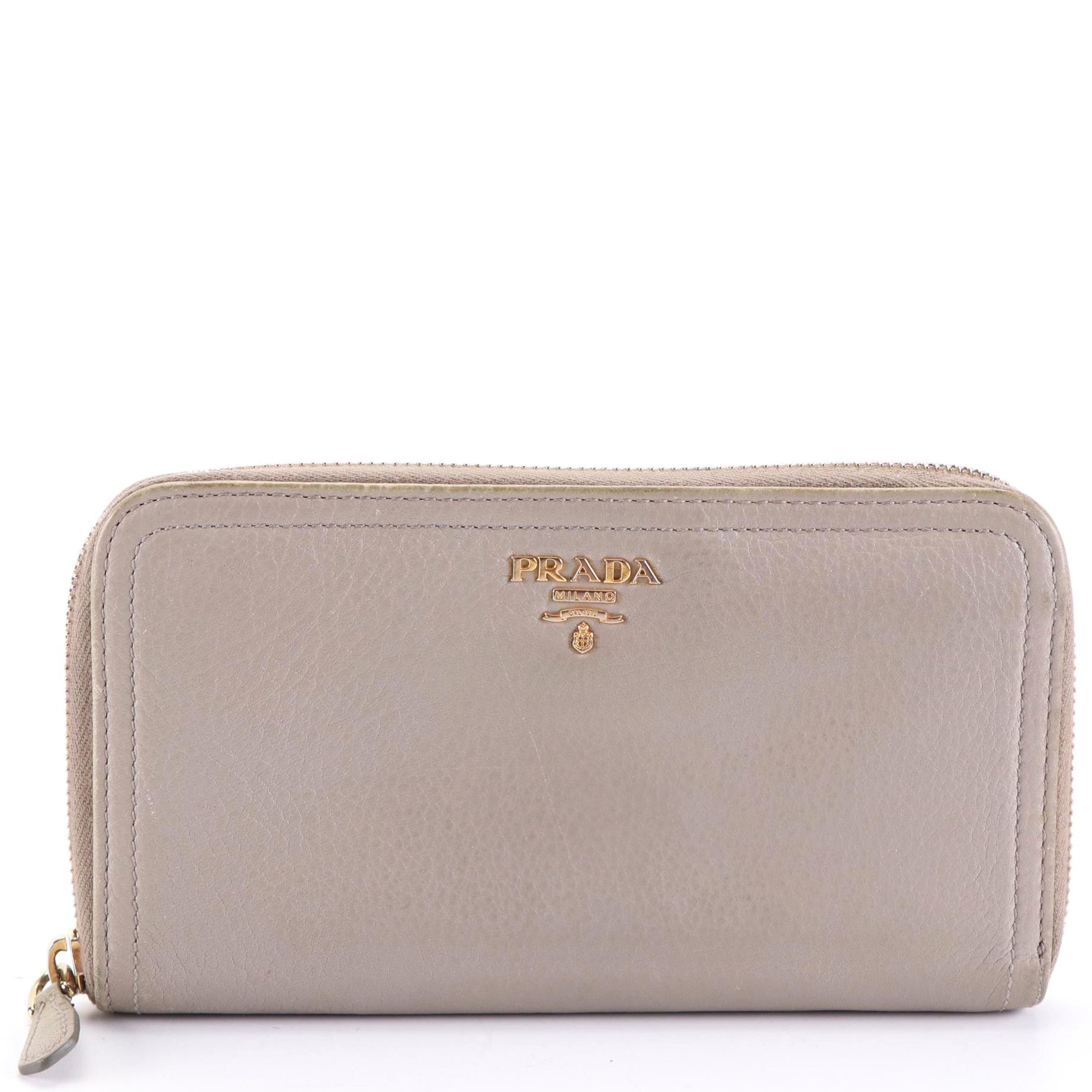 Prada Zip Around Wallet in Vitello Daino Leather