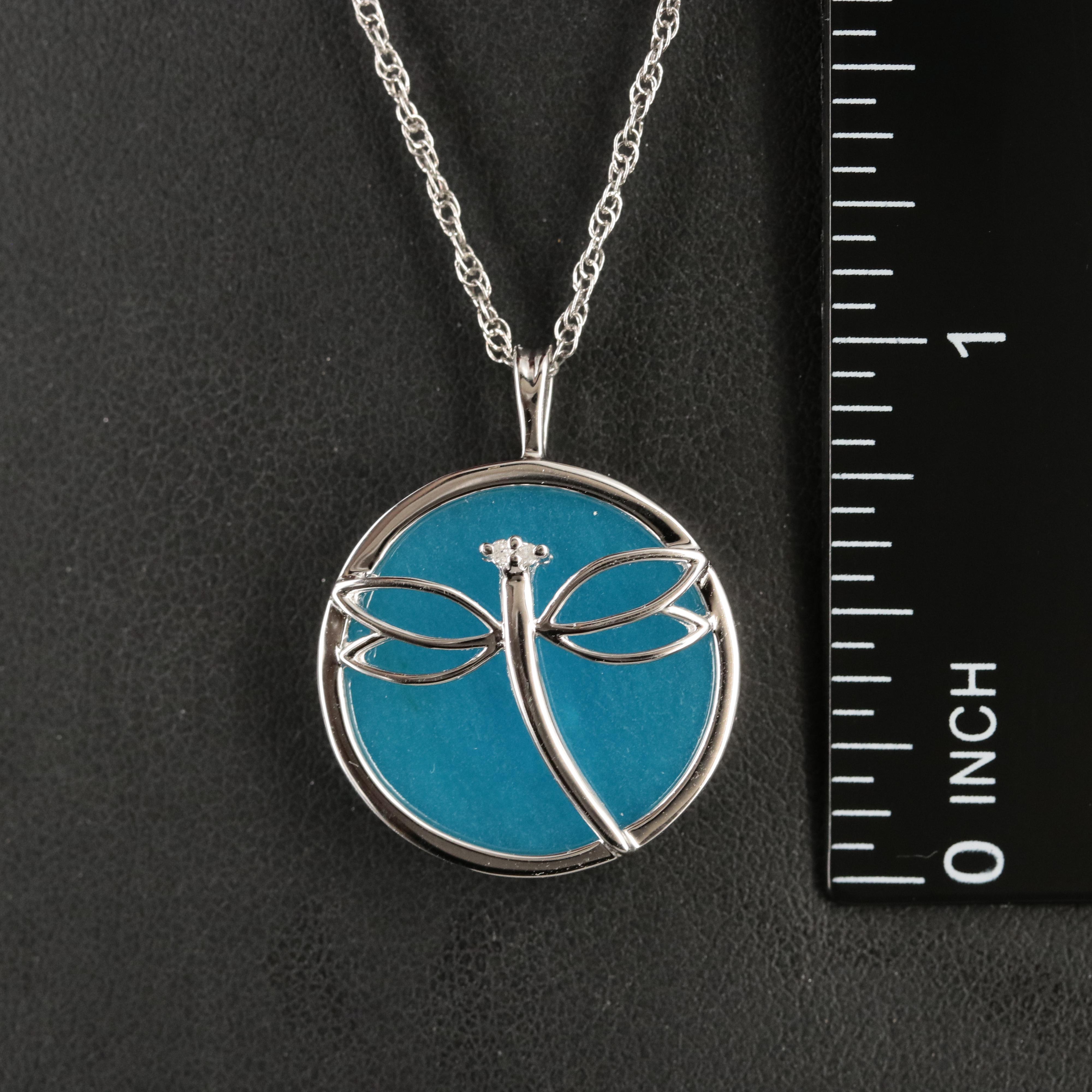 Sterling Quartz and Diamond Dragonfly Necklace