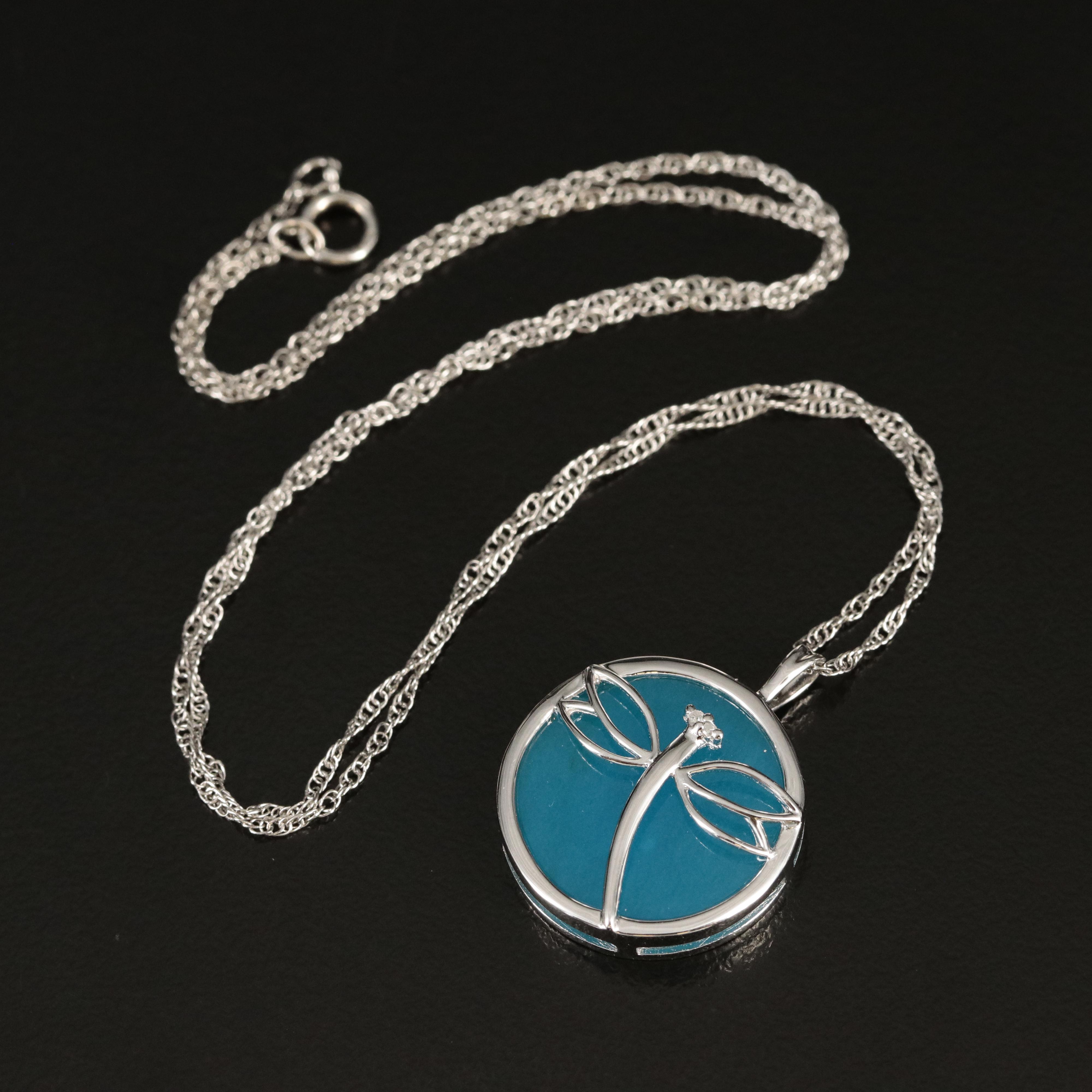 Sterling Quartz and Diamond Dragonfly Necklace