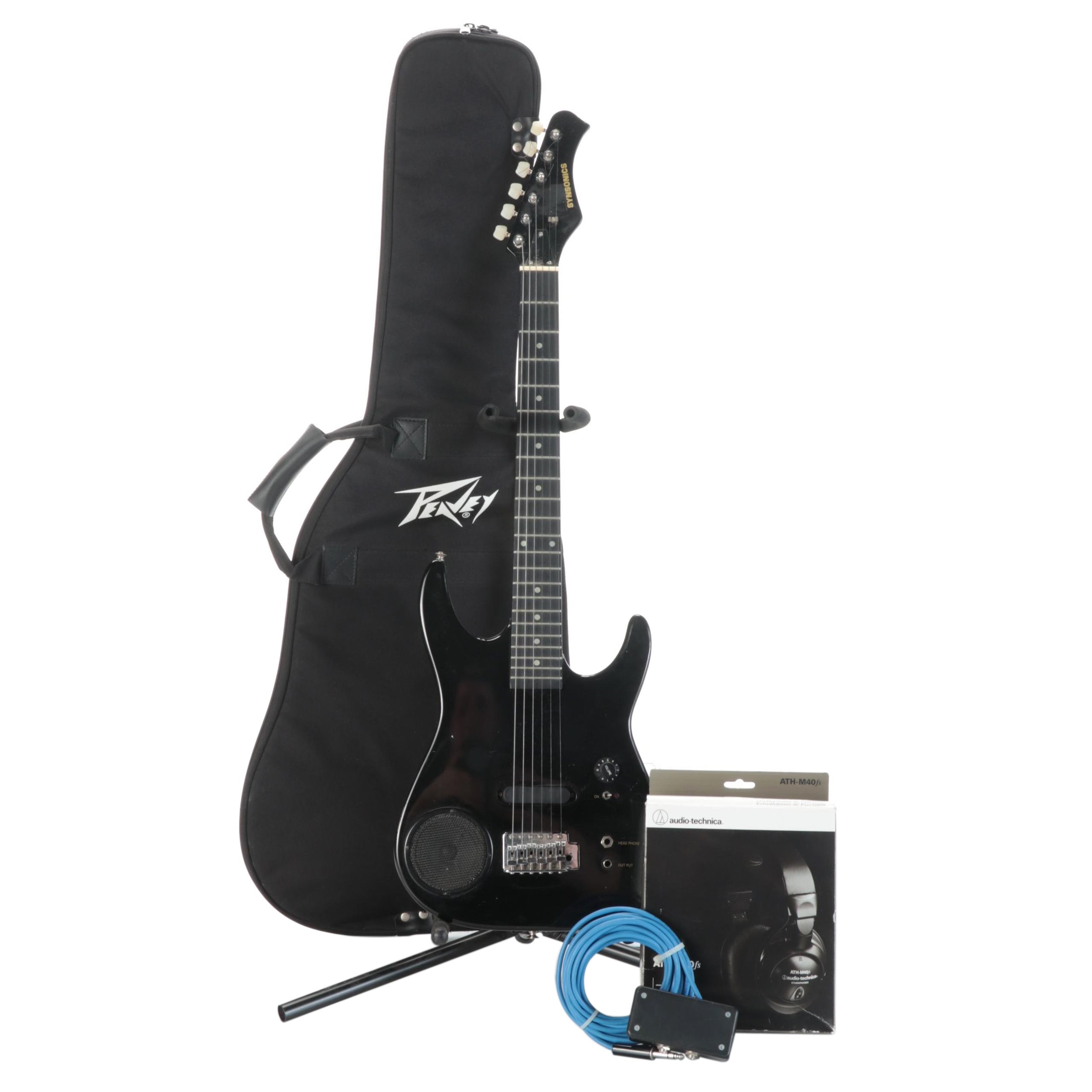 Synsonics "The Terminator" Electric Guitar with Audio-Technica Studio Headphones