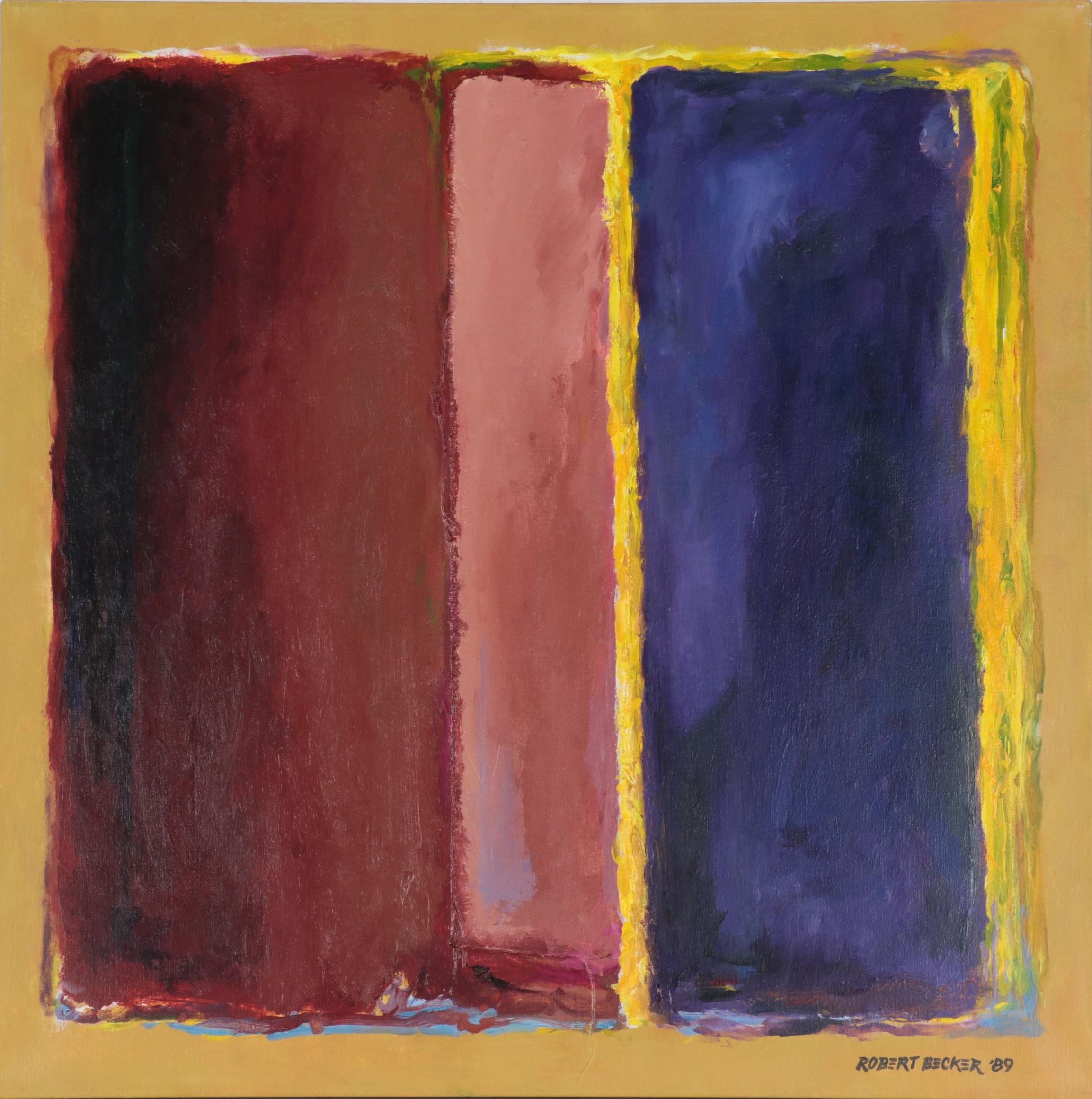 Robert Becker Abstract Acrylic Diptych Painting, 1989