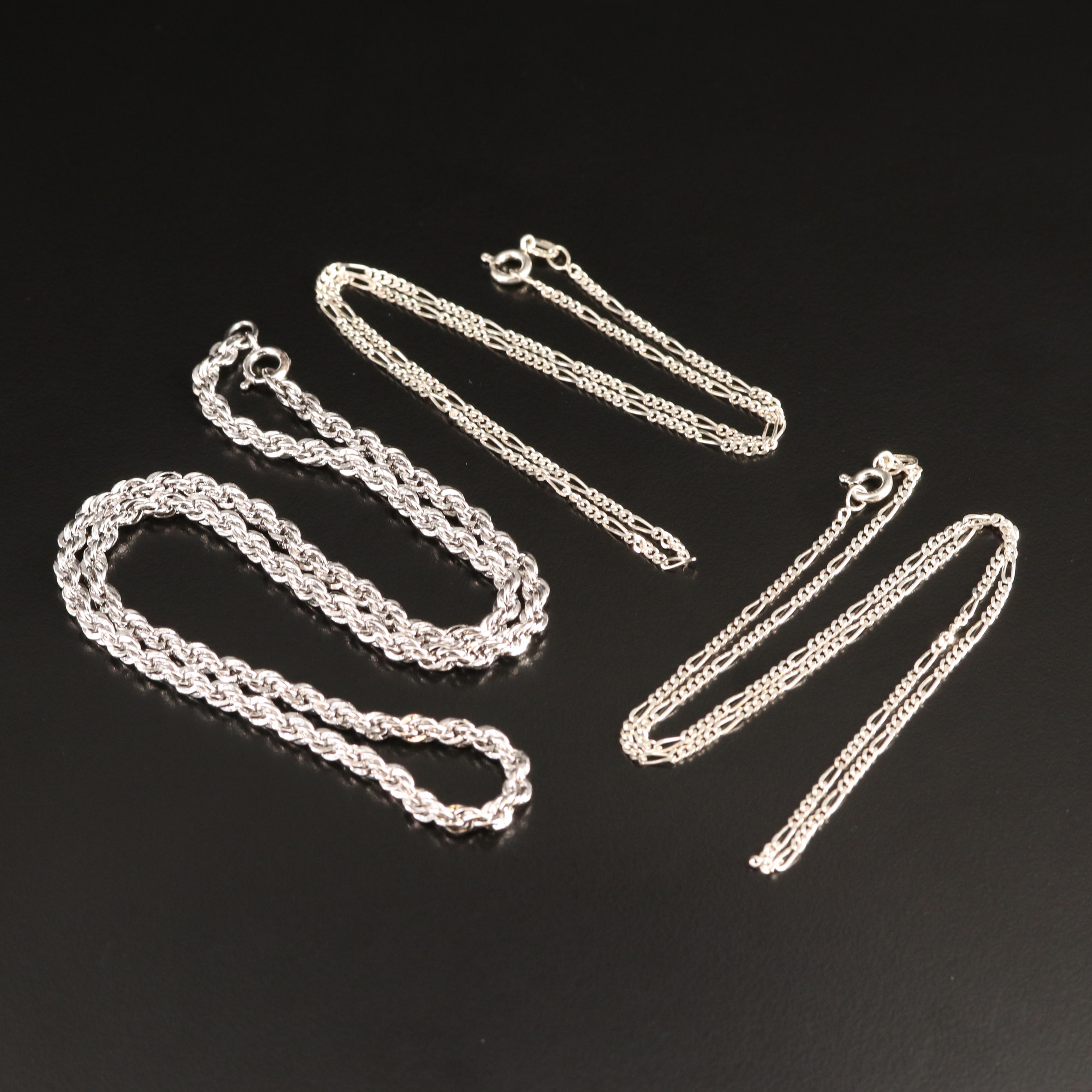 Sterling Rope and Figaro Chain Necklaces