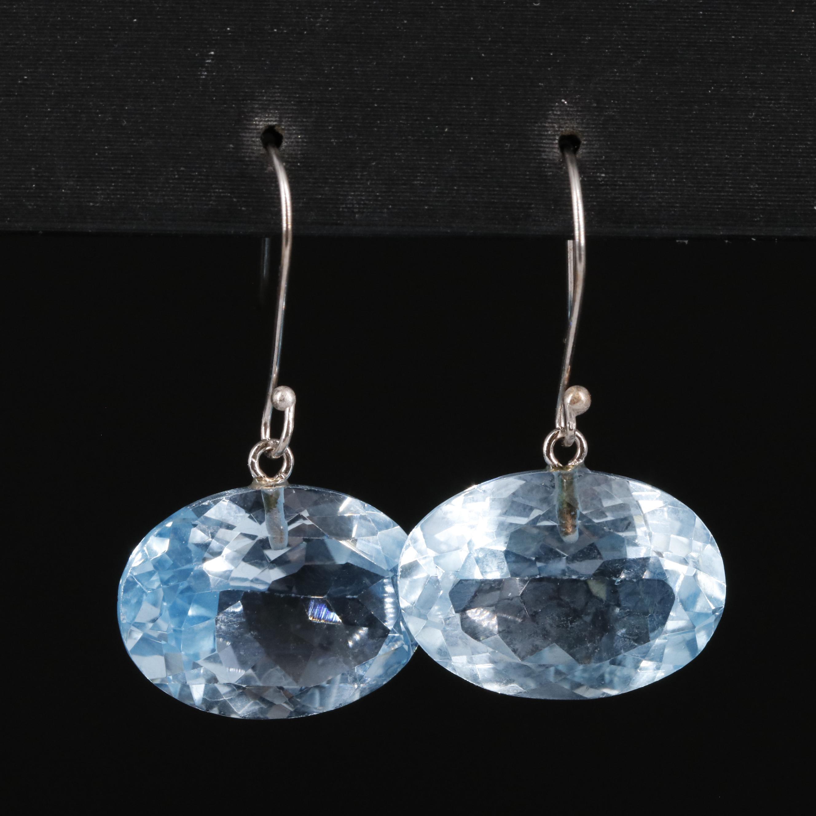 14K Blue Topaz Drop Earrings