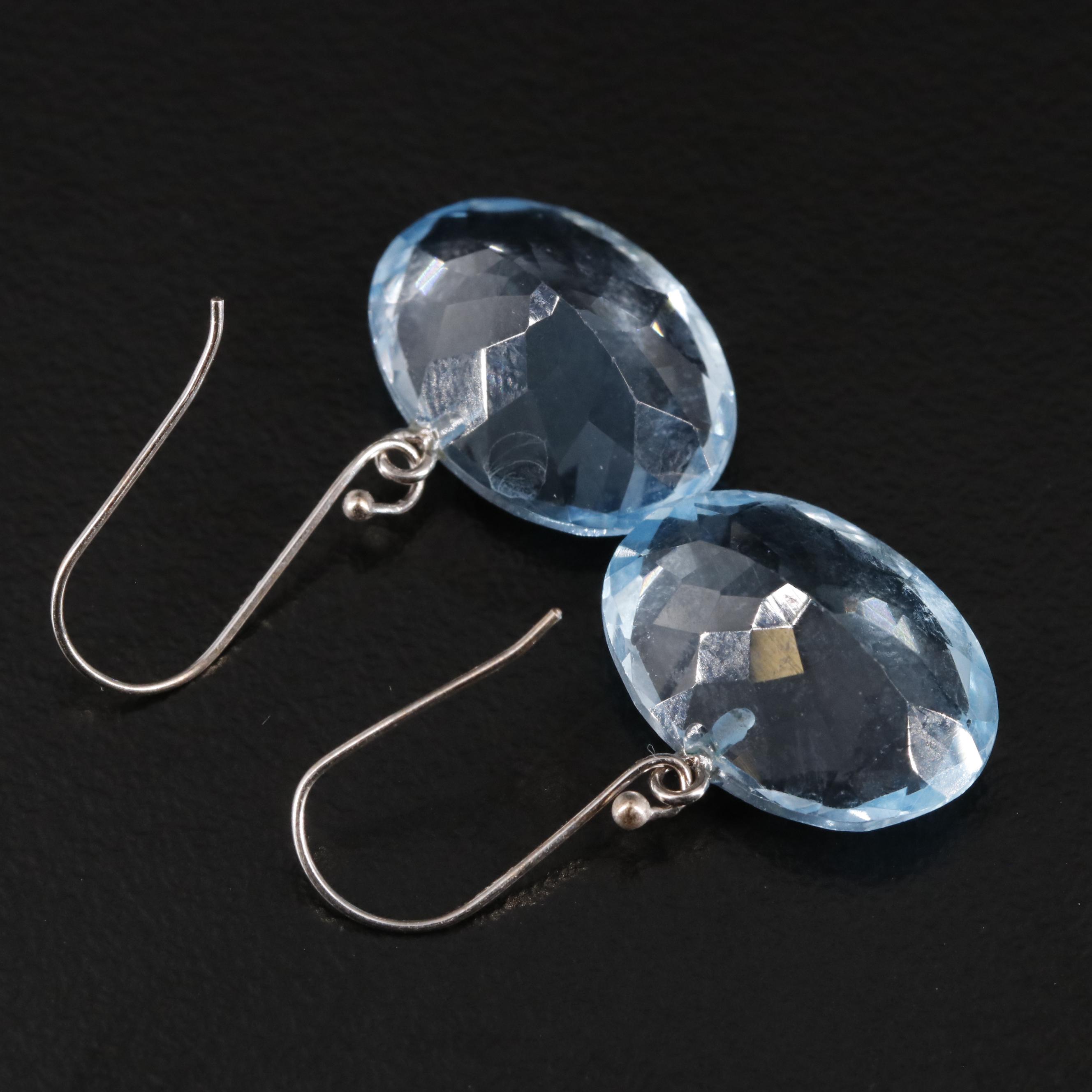 14K Blue Topaz Drop Earrings