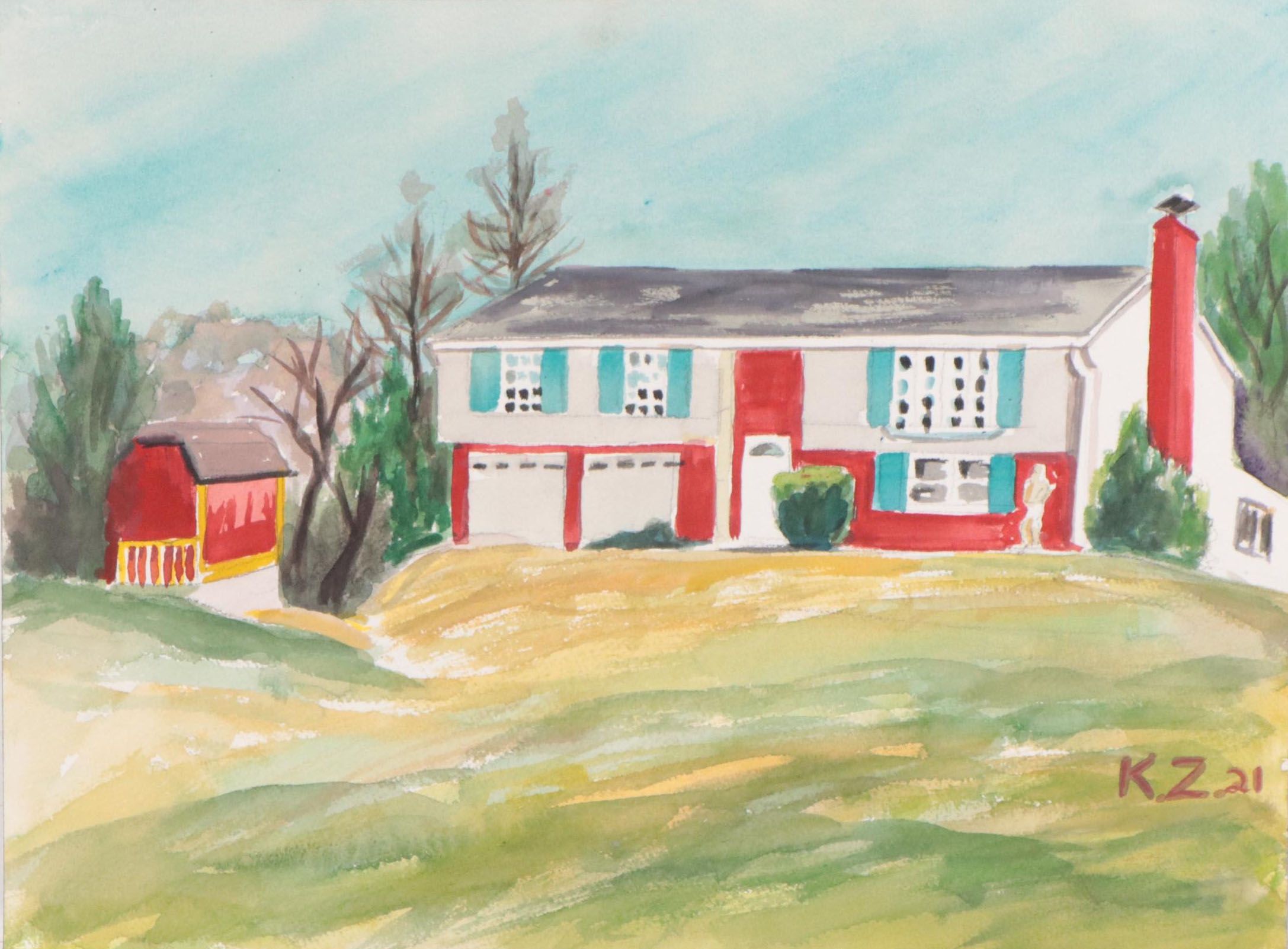 Kathleen Zimbicki Street View Watercolor Painting, 2021