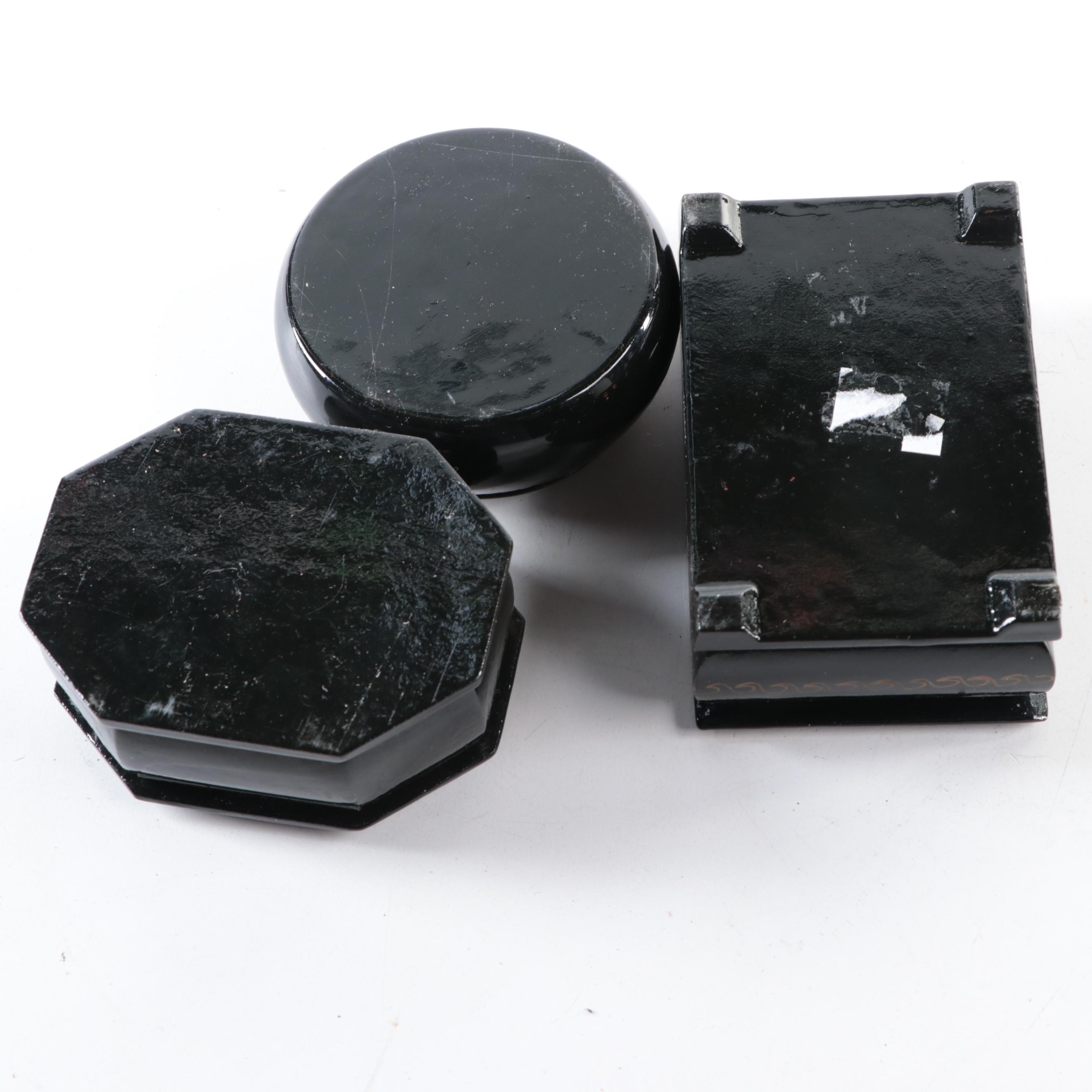 Russian Hand-Painted Lacquered Boxes with Fedoskino