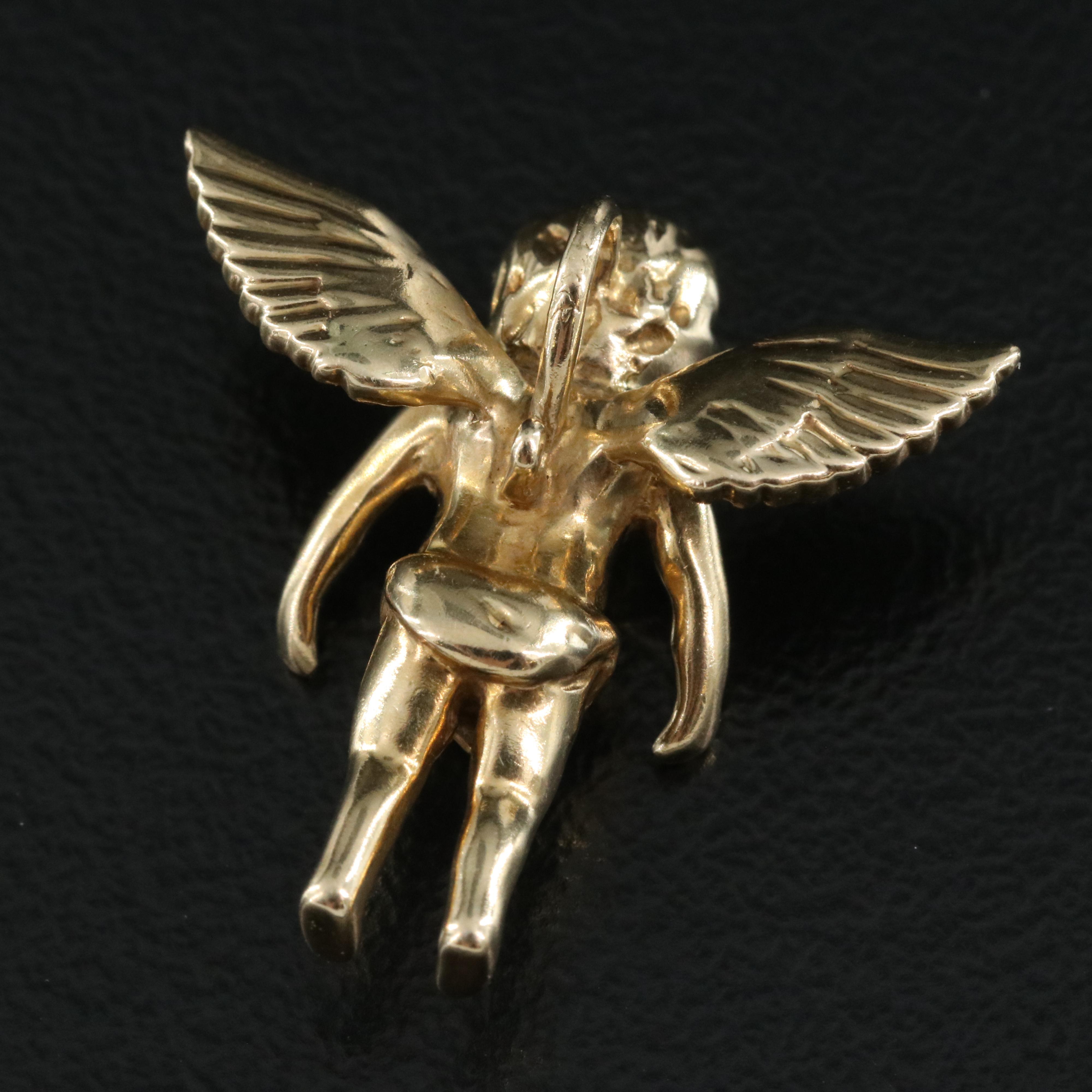 14K Diamond Cherub Putti Pendant