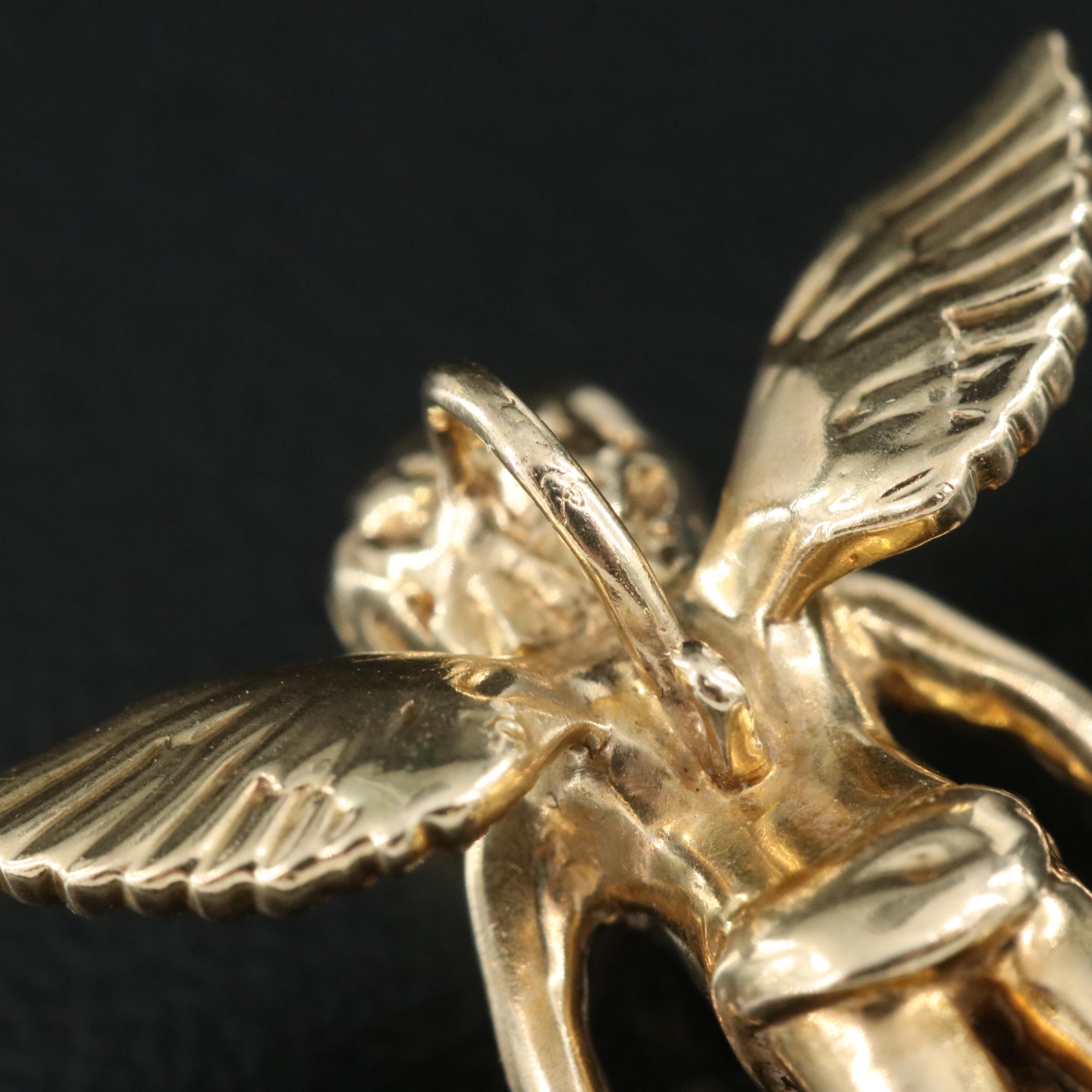 14K Diamond Cherub Putti Pendant