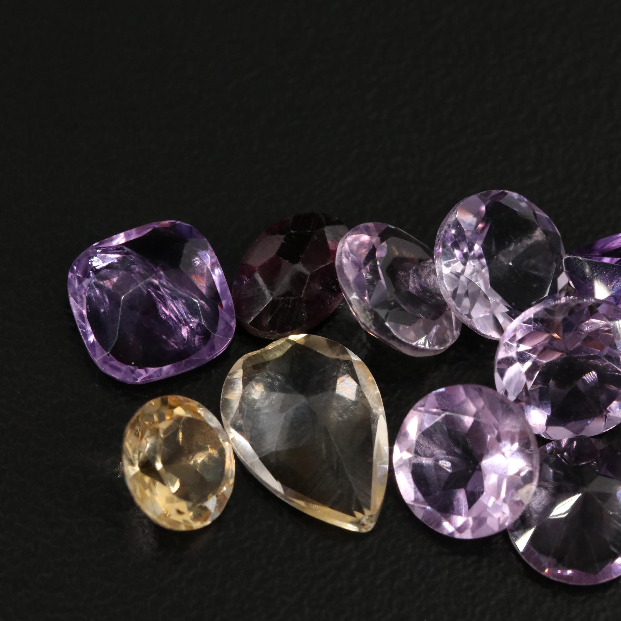 Loose 22.16 CTW Amethyst, Citrine and Garnet Lot