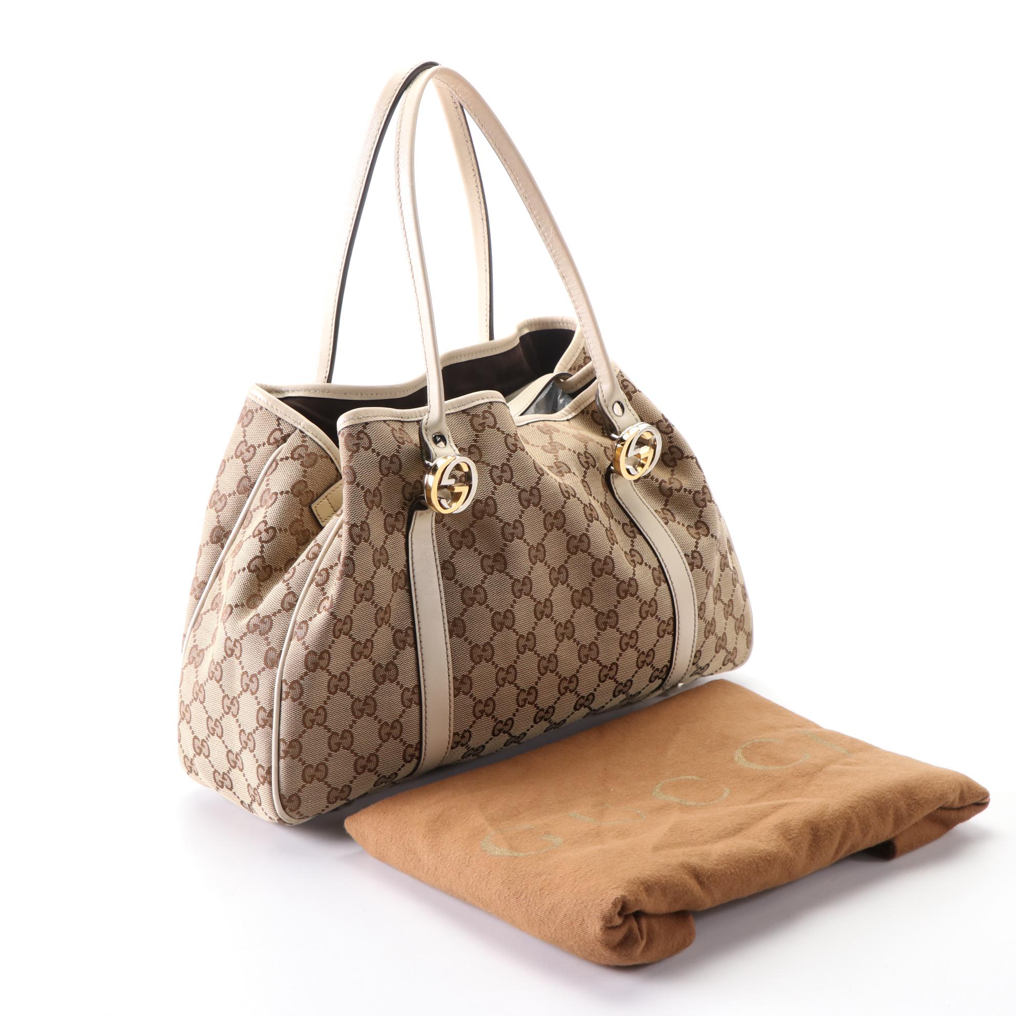 Gucci Twin GG Handbag in Monogram Canvas and Leather