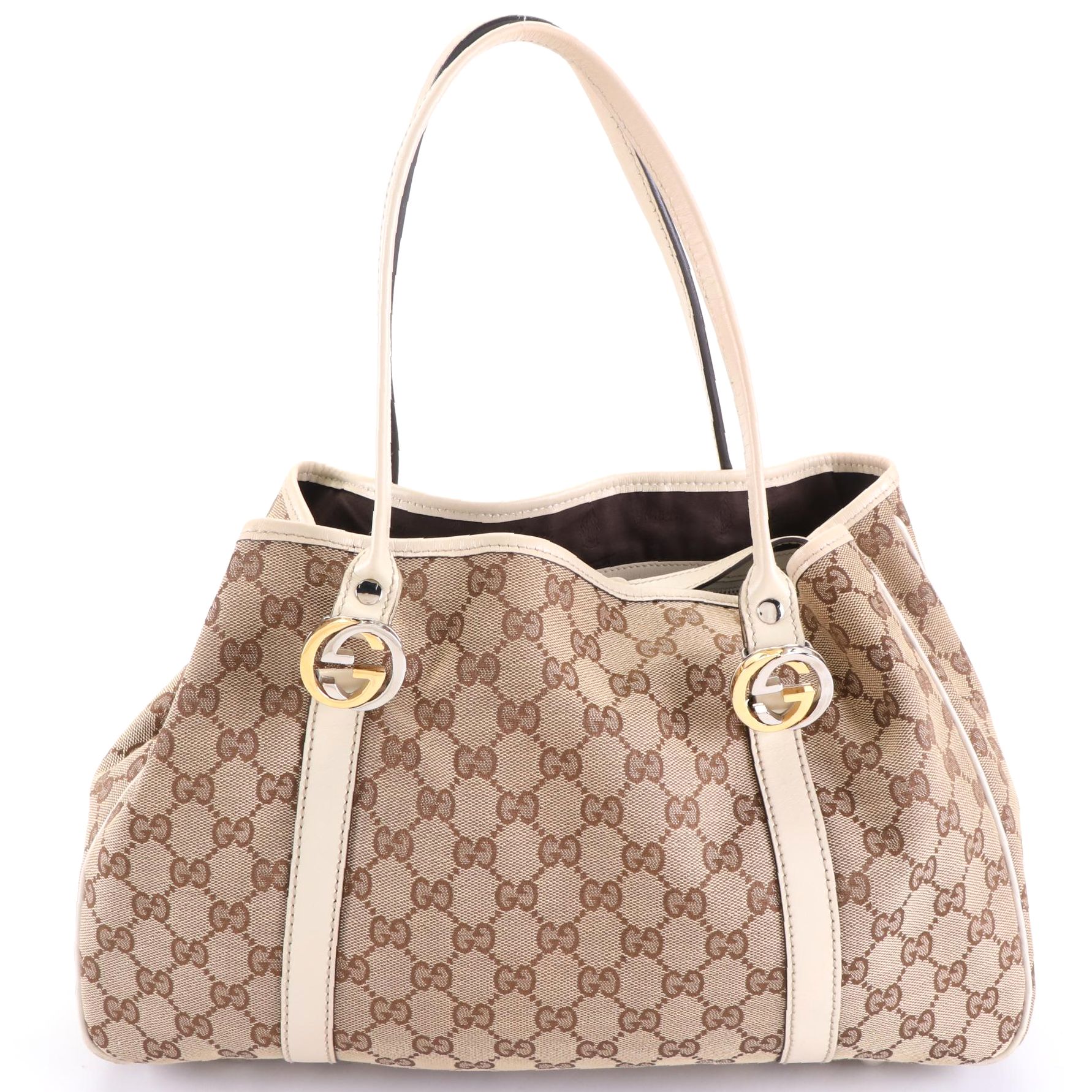 Gucci Twin GG Handbag in Monogram Canvas and Leather