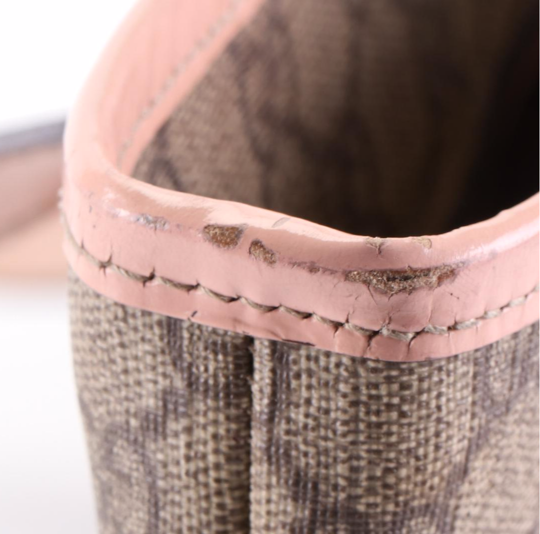 Gucci Tote Bag in GG Coated Canvas with Pink Leather Trim