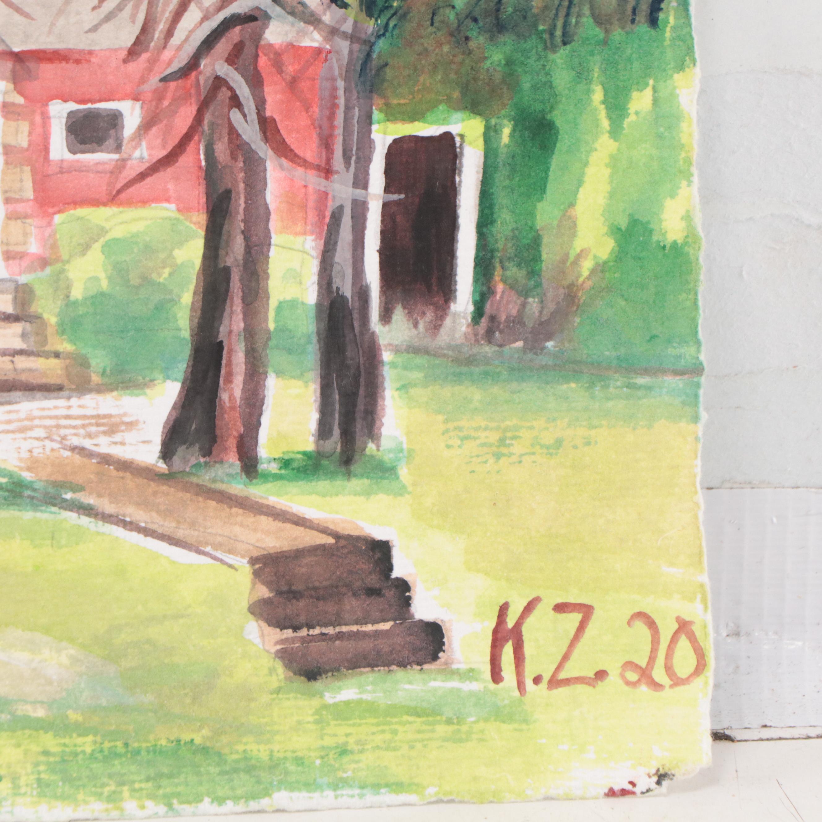 Kathleen Zimbicki Street View Watercolor Painting, 2020