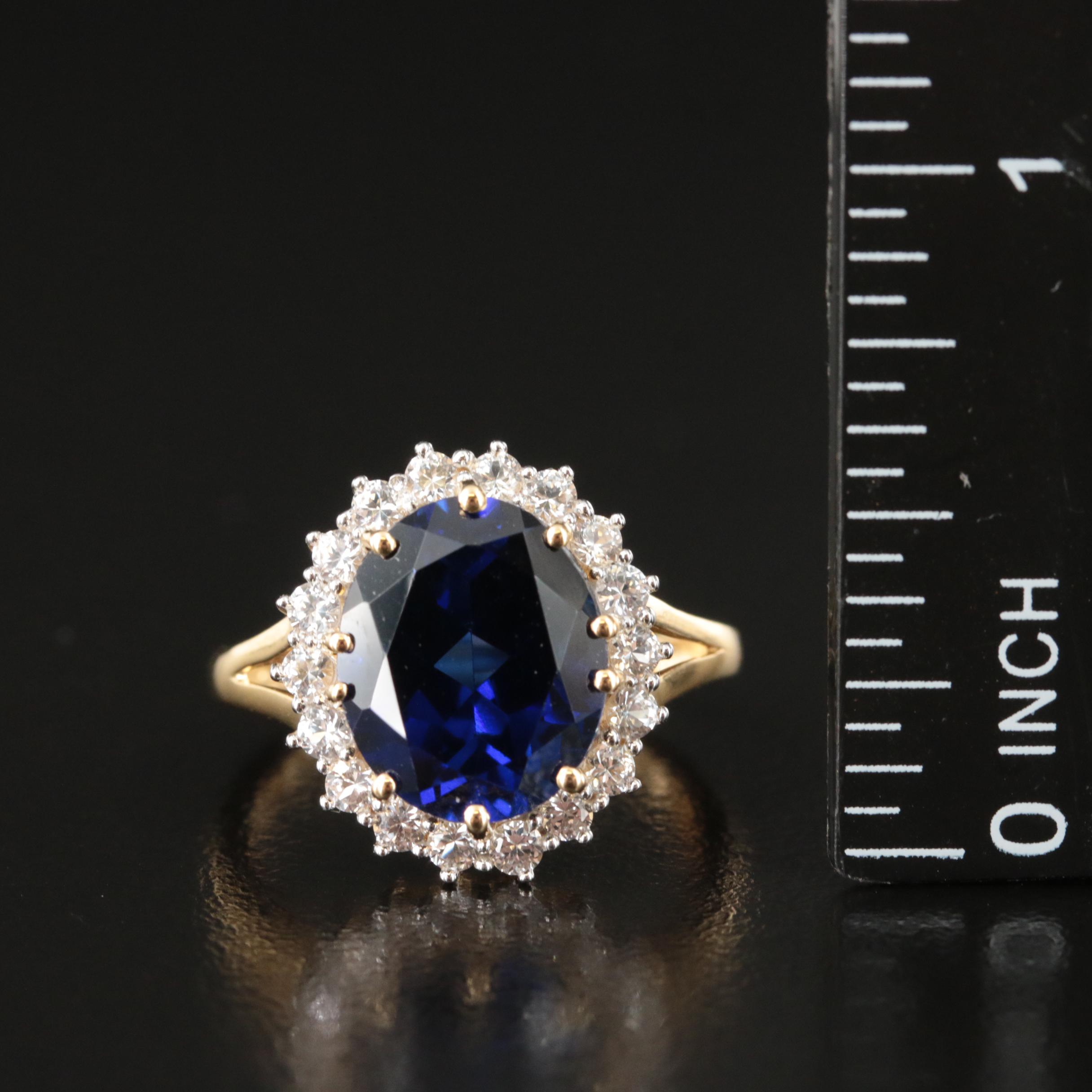 Sterling Sapphire and Zircon Halo Ring