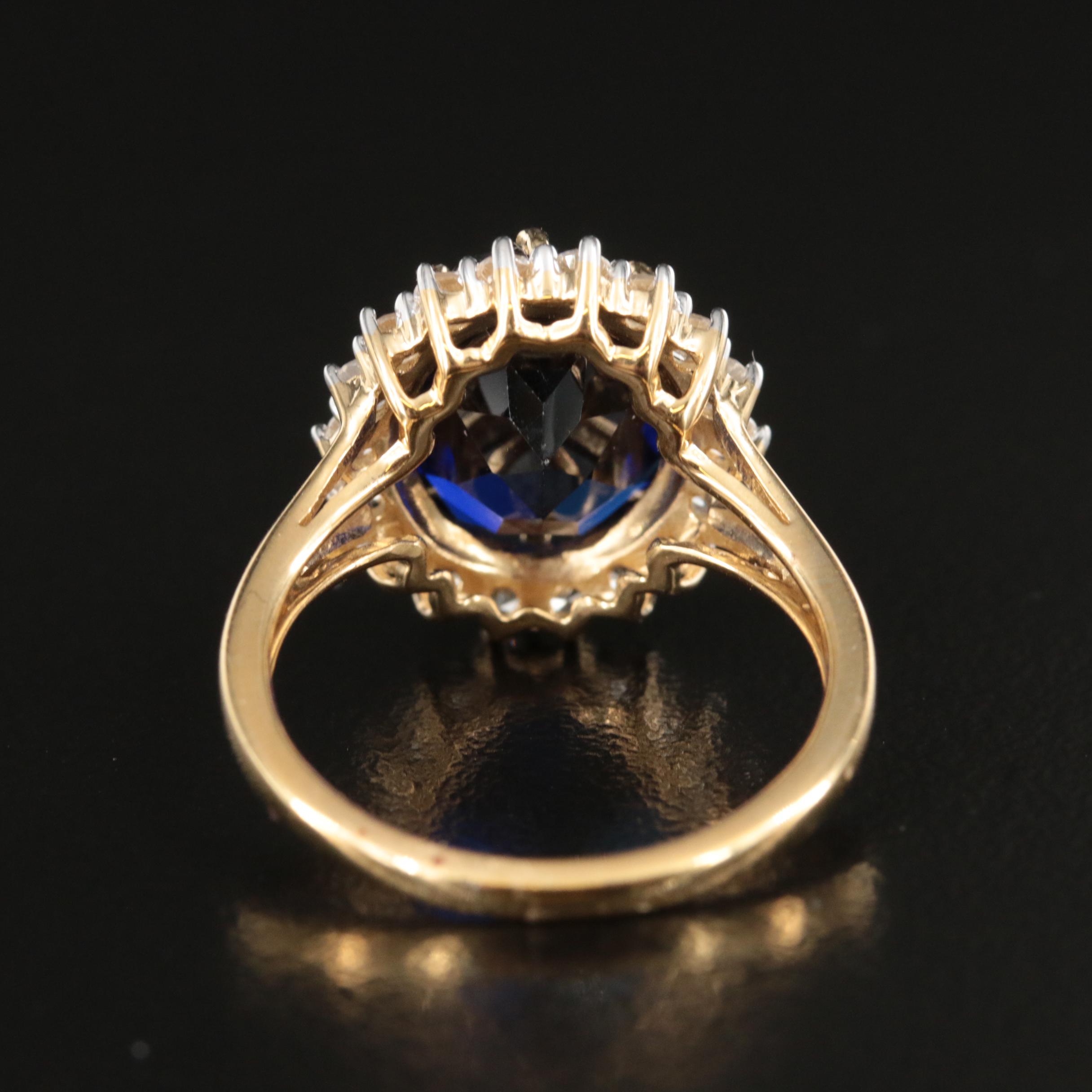 Sterling Sapphire and Zircon Halo Ring