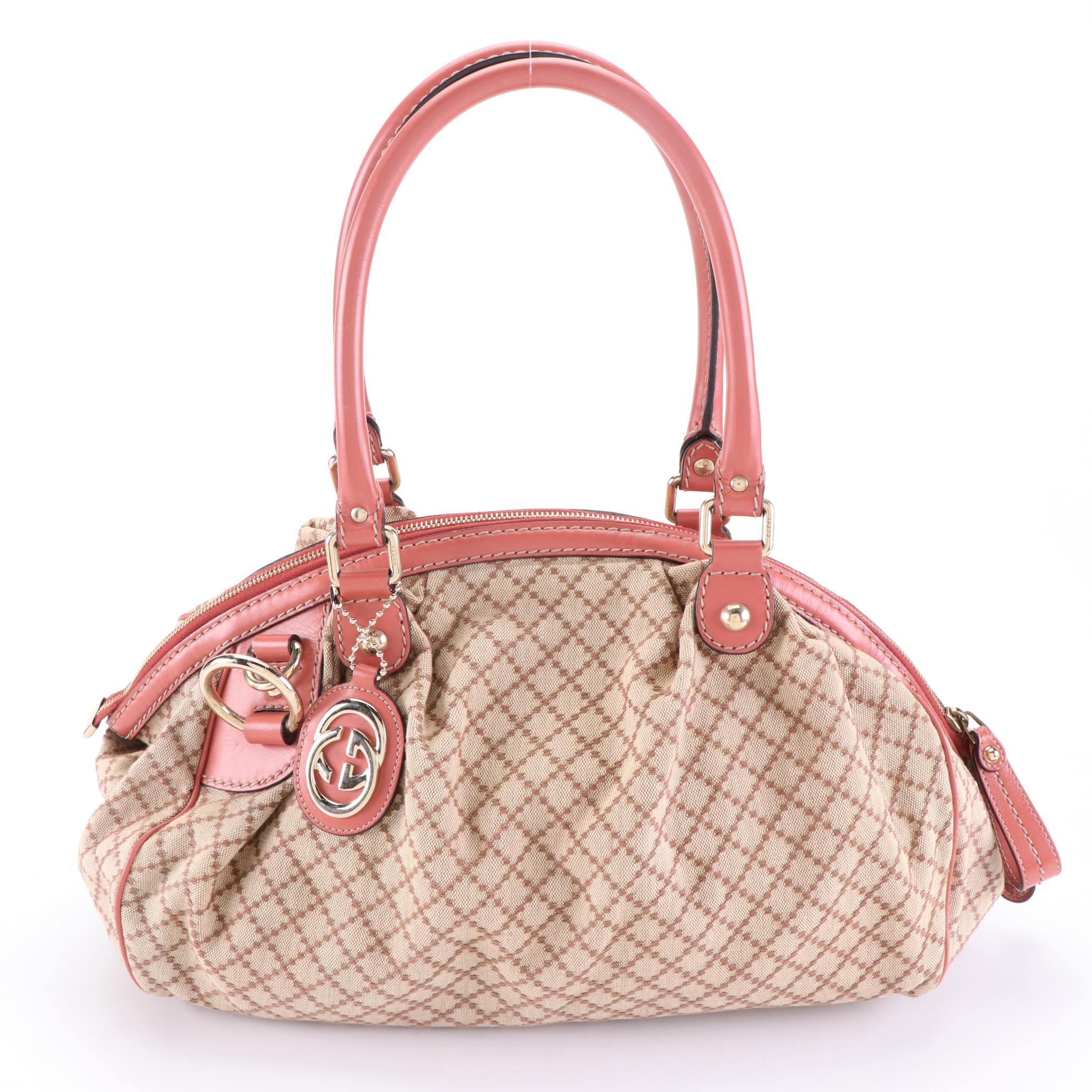 Gucci Medium Sukey Shoulder Bag in Diamante Jacquard Canvas and Leather