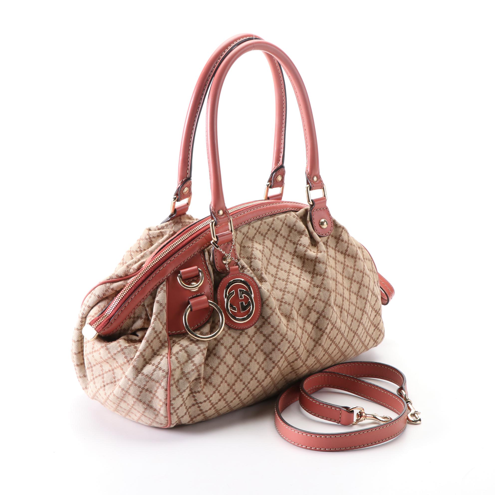 Gucci Medium Sukey Shoulder Bag in Diamante Jacquard Canvas and Leather