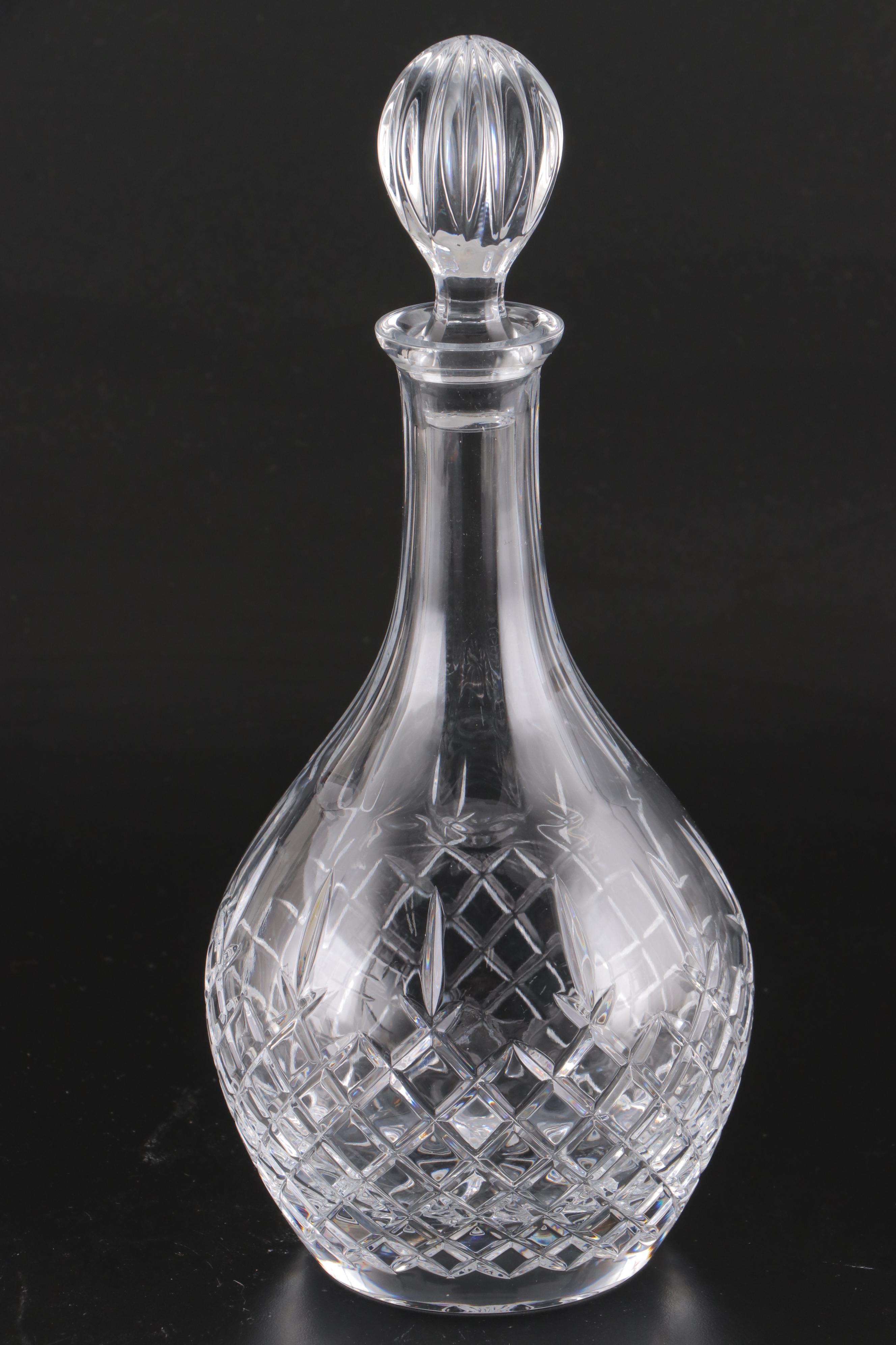 Crystal Decanter with Glass Ships Decanter and Coaster Set