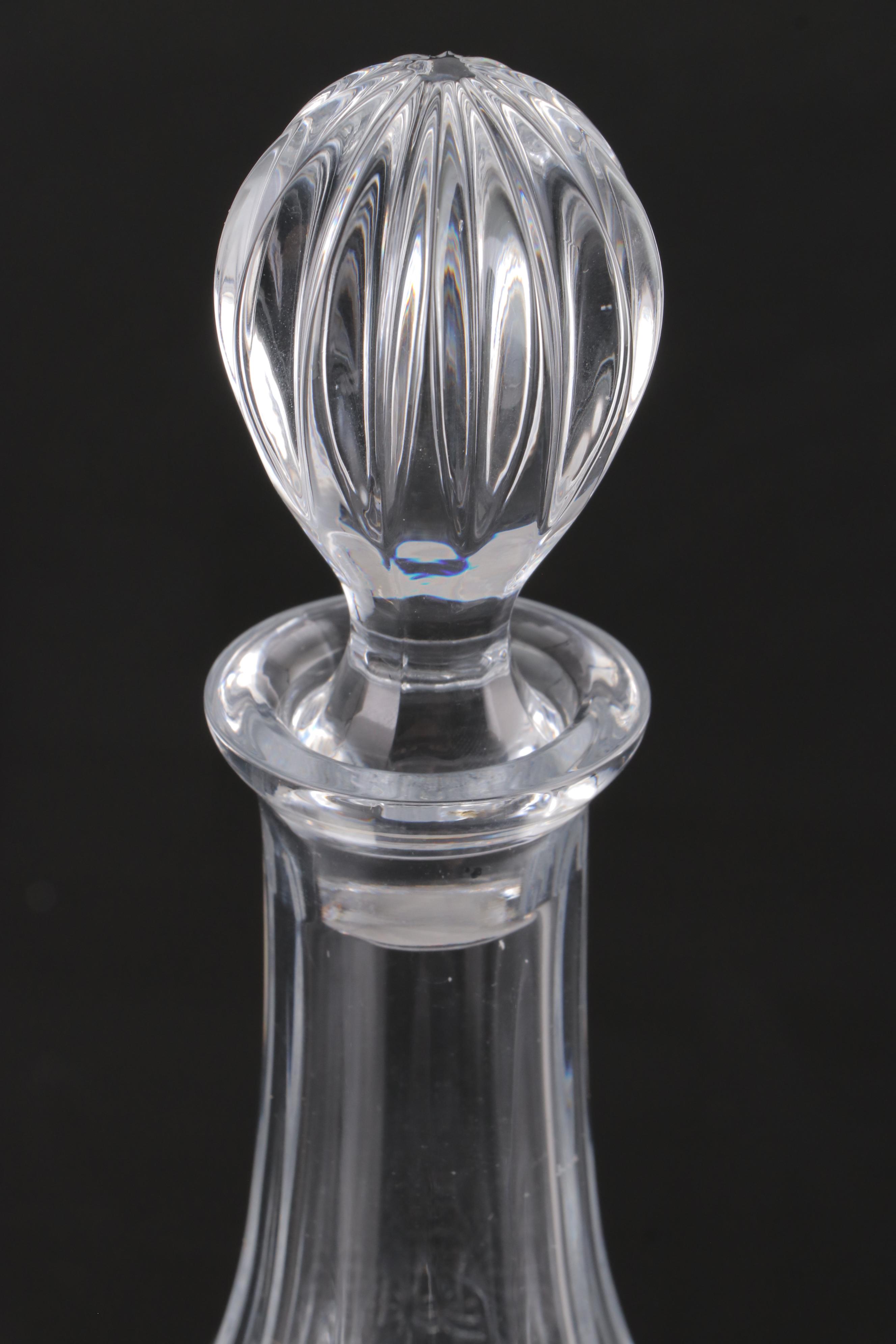 Crystal Decanter with Glass Ships Decanter and Coaster Set