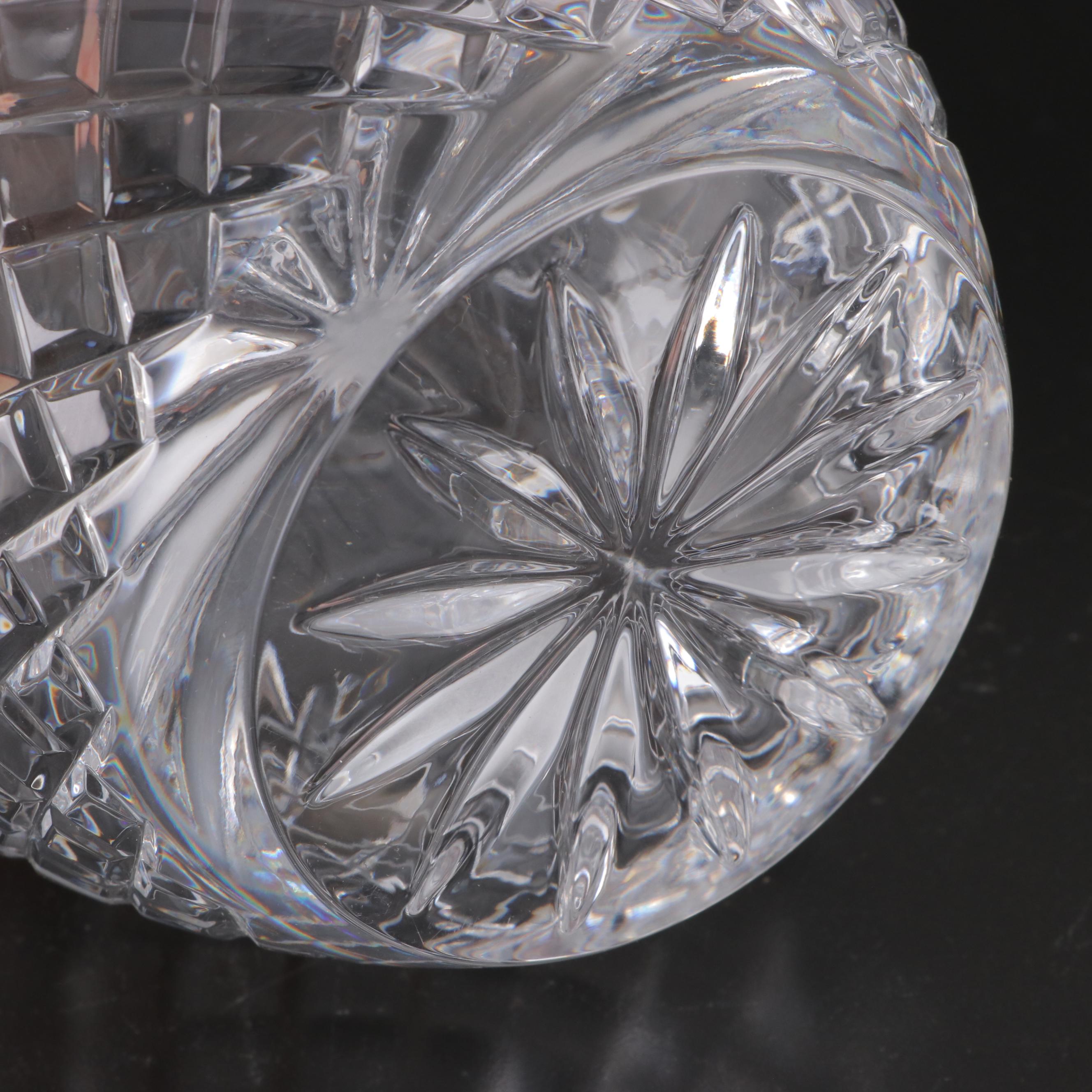 Crystal Decanter with Glass Ships Decanter and Coaster Set