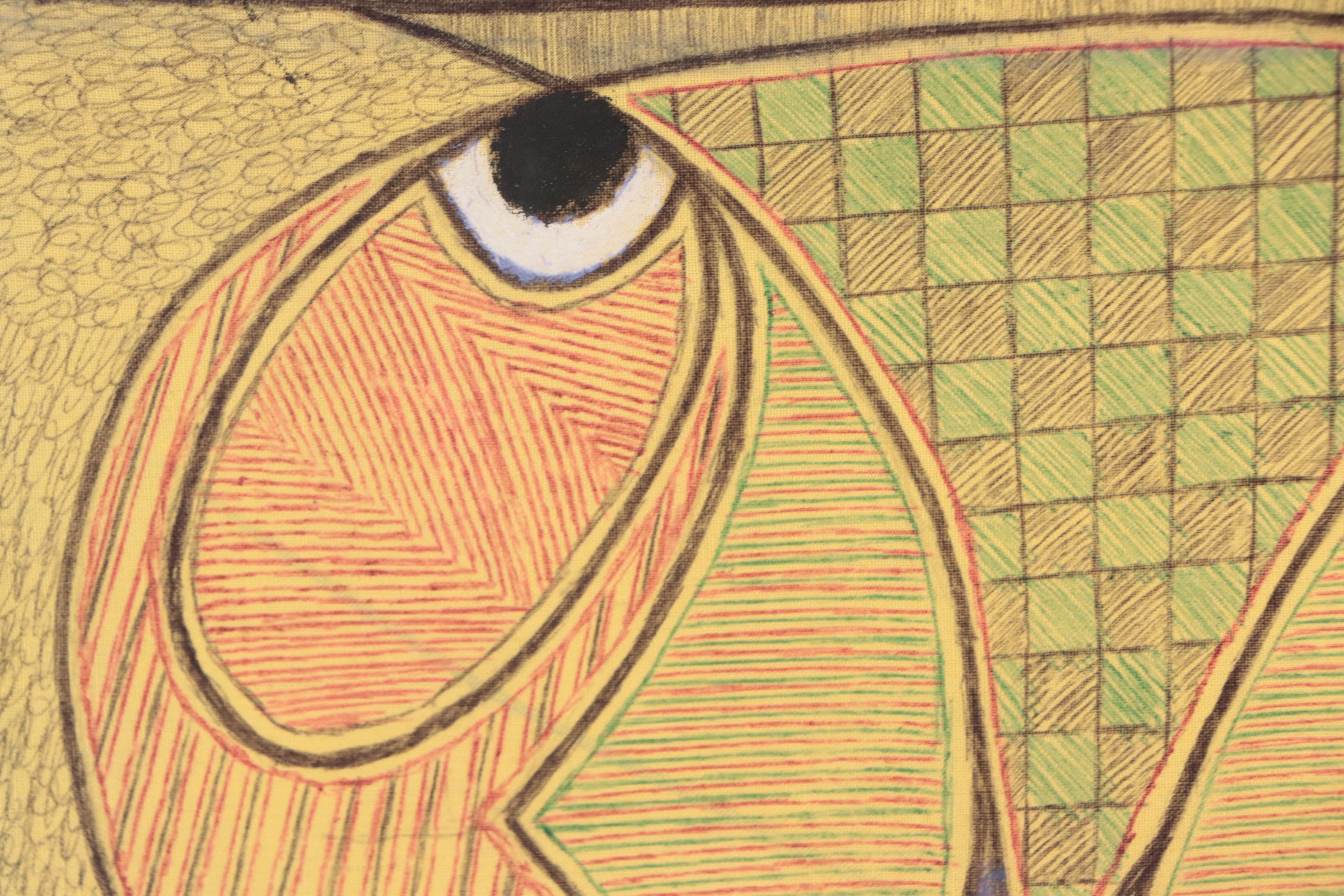 Kayode Buraimoh Stylized Figurative Mixed Media Painting