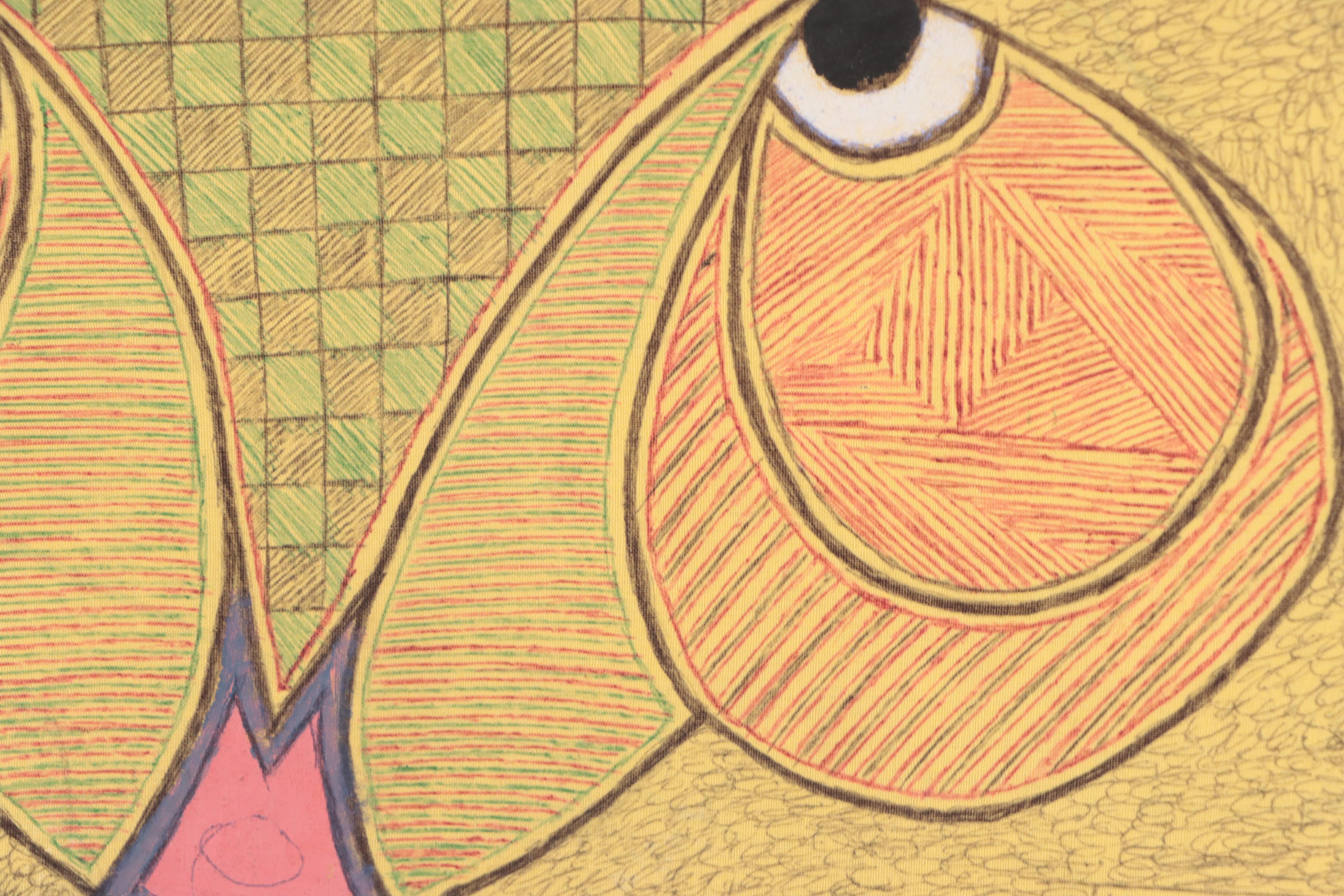 Kayode Buraimoh Stylized Figurative Mixed Media Painting