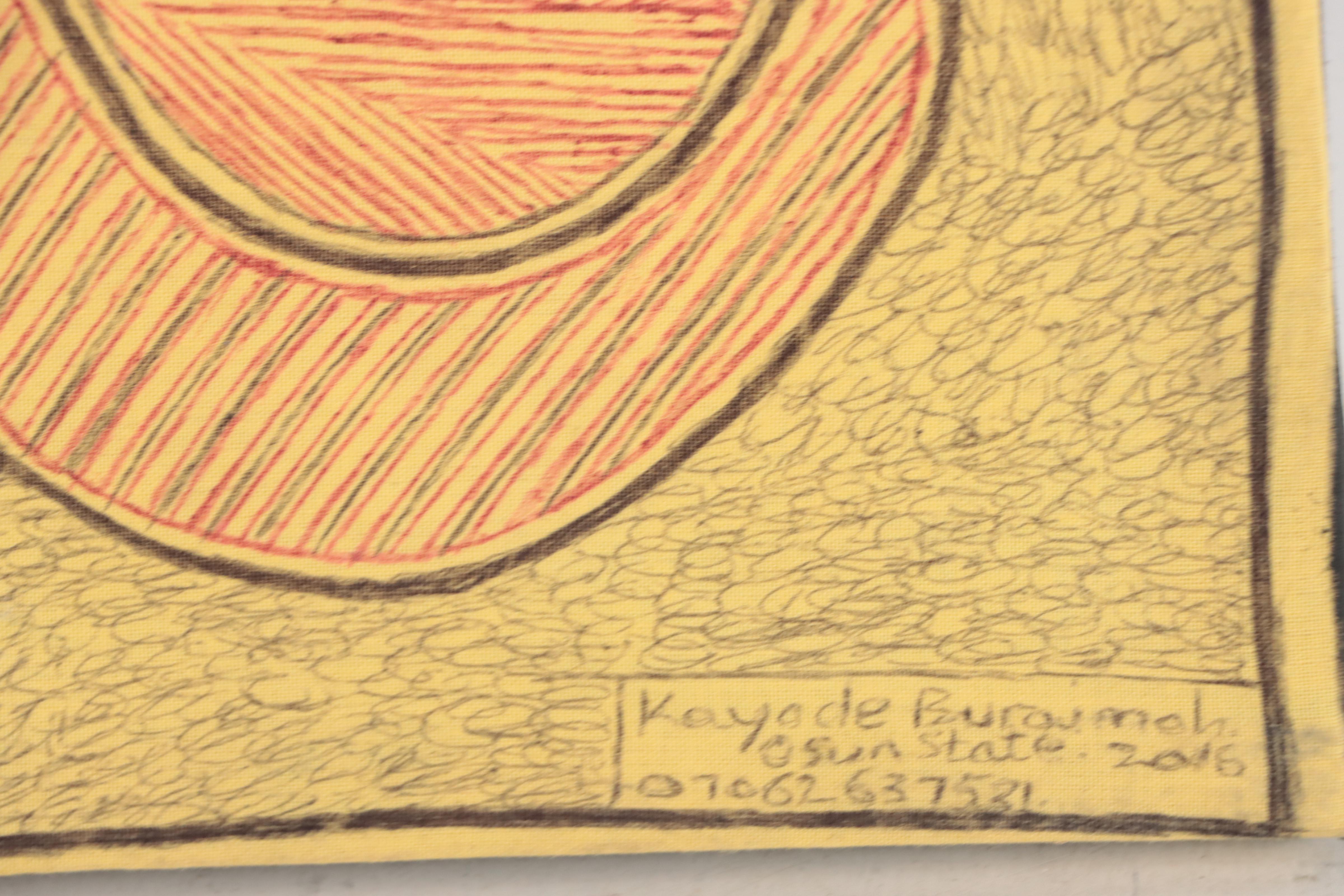 Kayode Buraimoh Stylized Figurative Mixed Media Painting