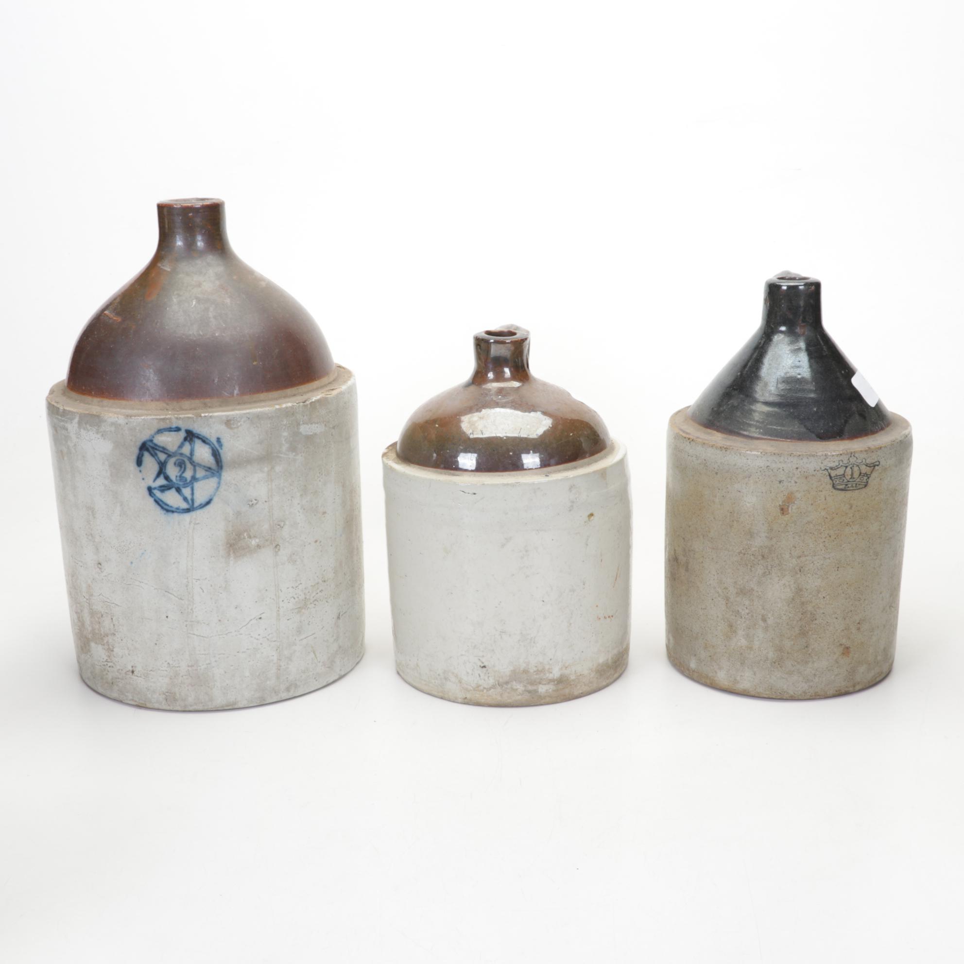 Salt Glazed Stoneware Crocks and Jugs, Antique