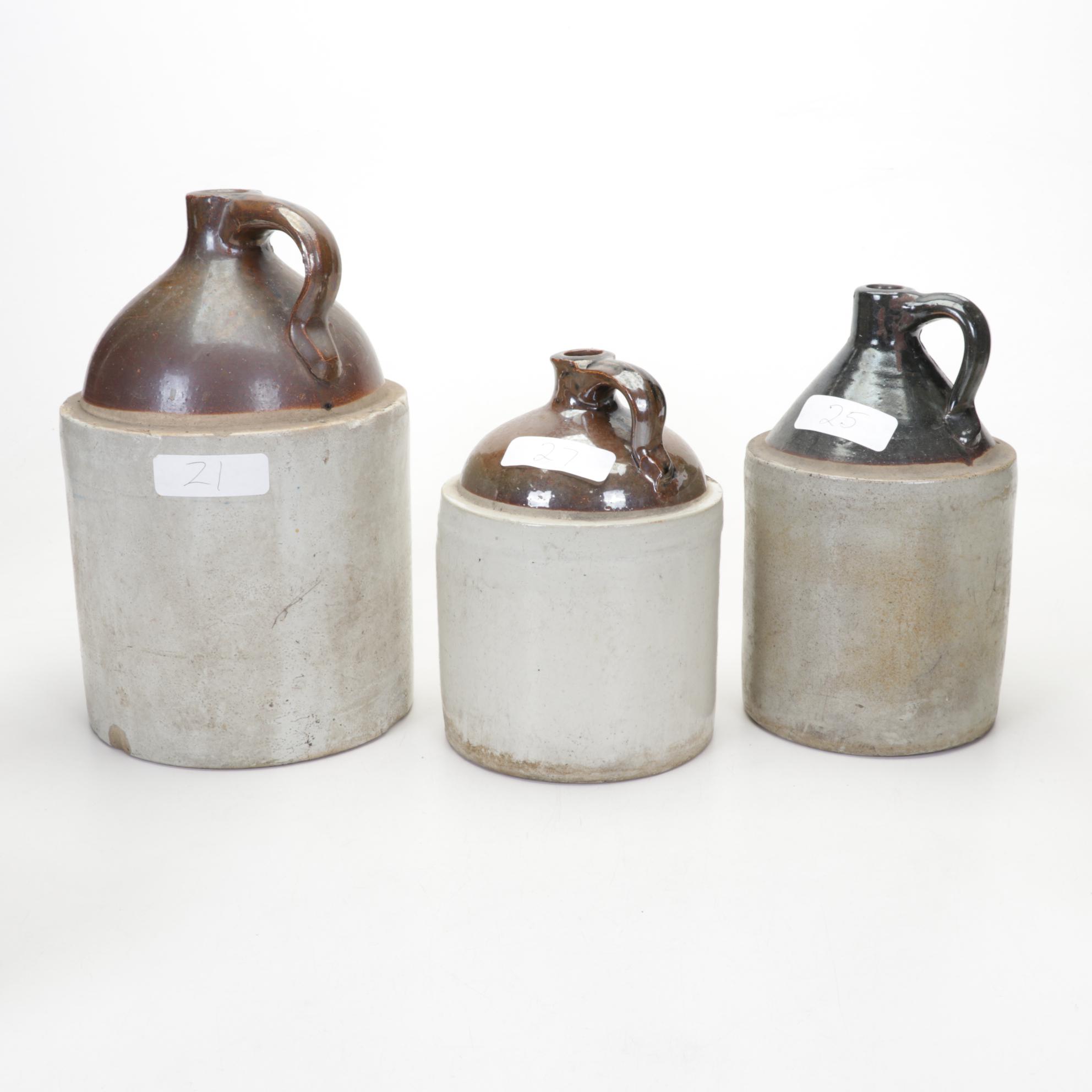 Salt Glazed Stoneware Crocks and Jugs, Antique