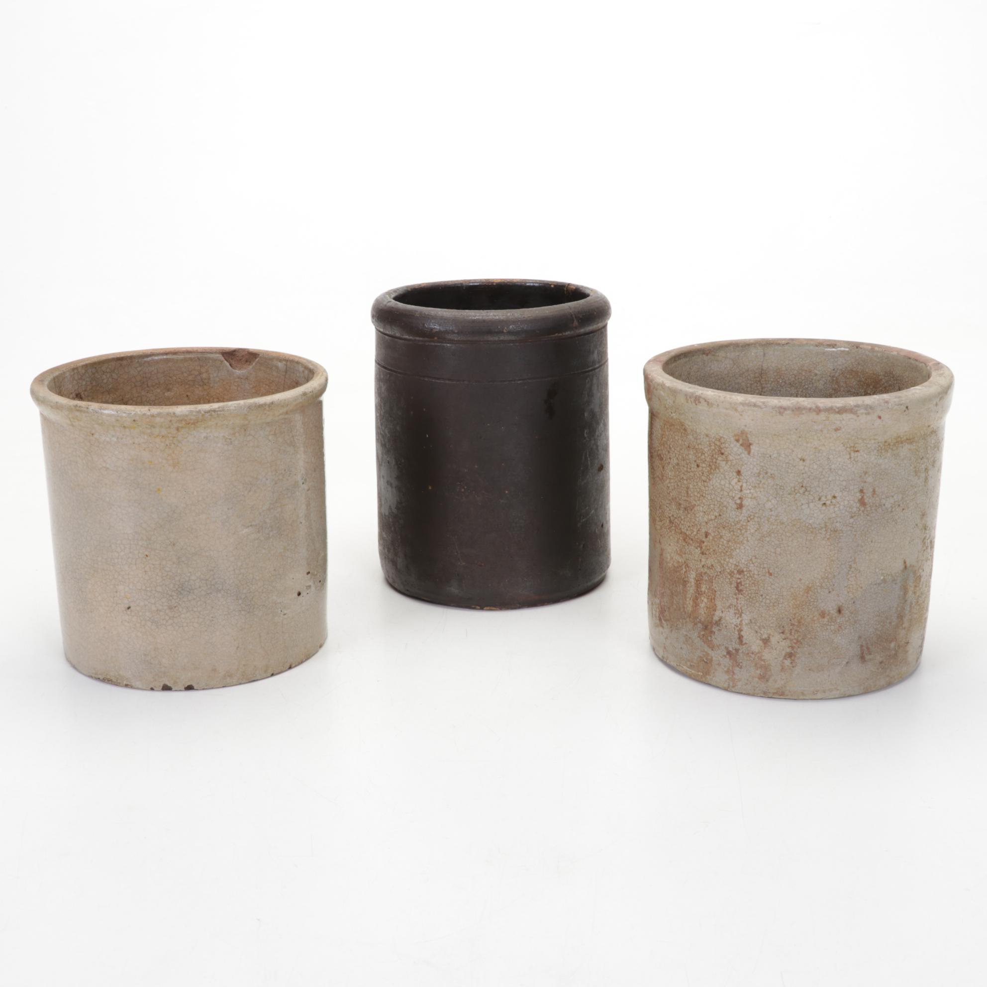 Salt Glazed Stoneware Crocks and Jugs, Antique