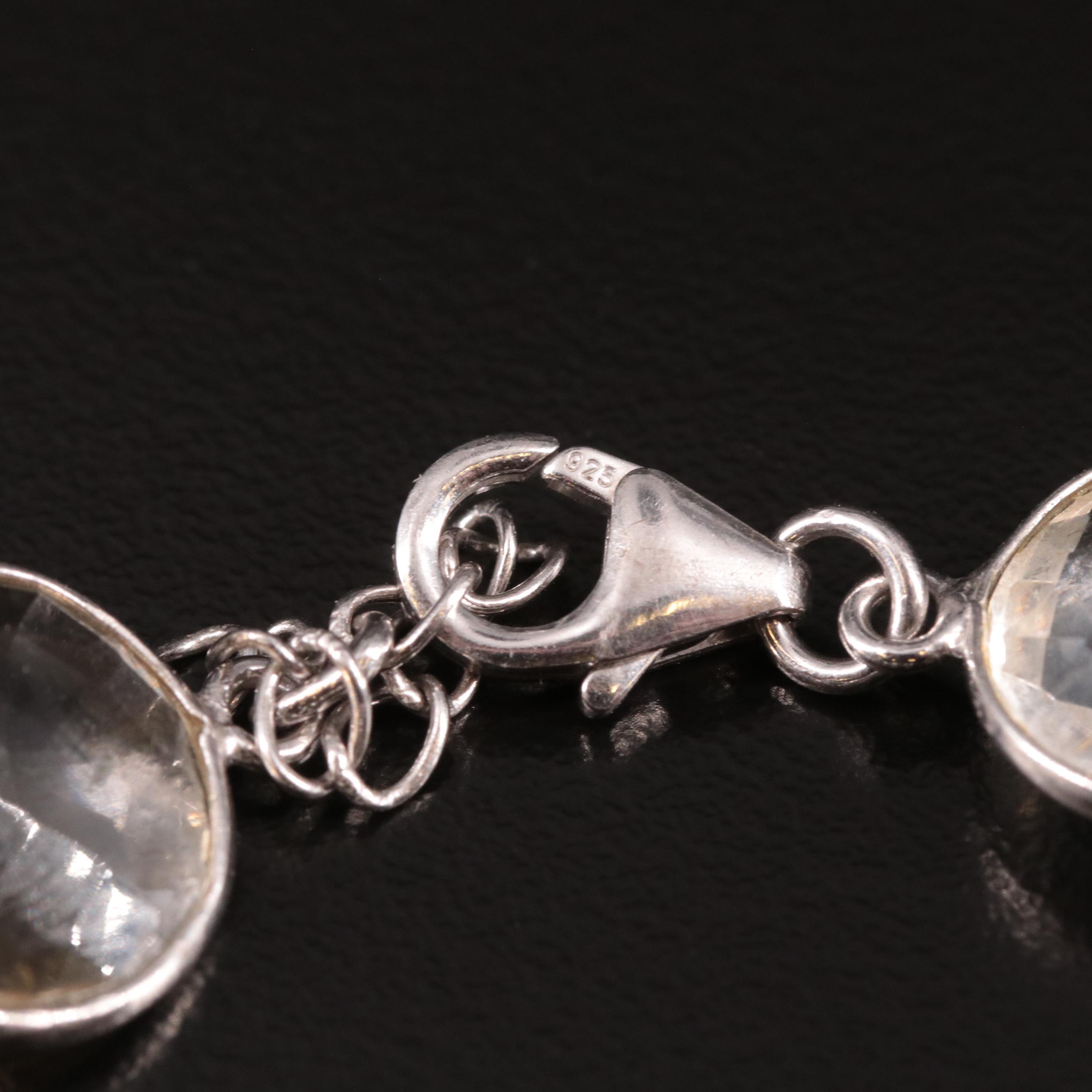 Sterling Citrine and Smoky Quartz Bracelet