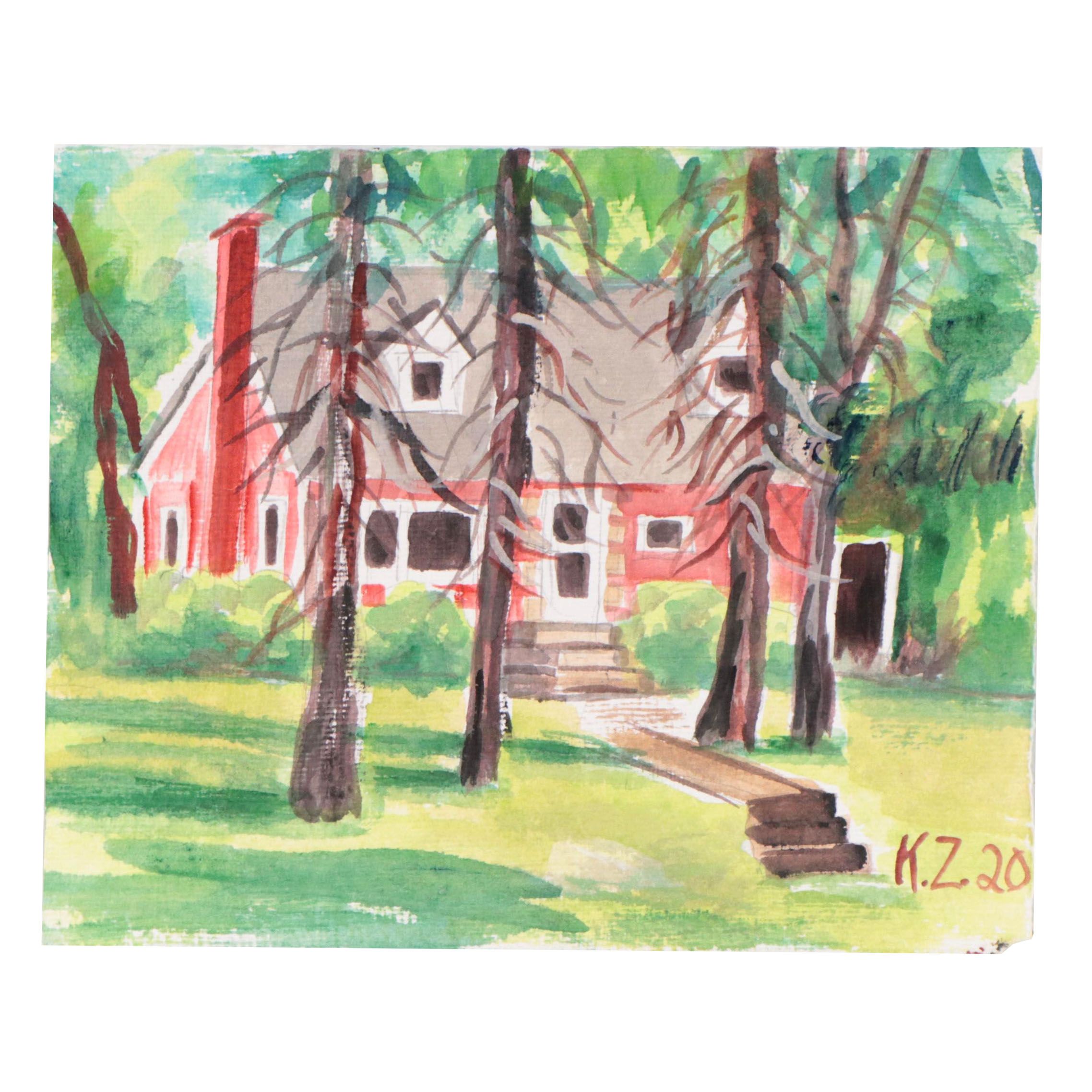Kathleen Zimbicki Street View Watercolor Painting, 2020