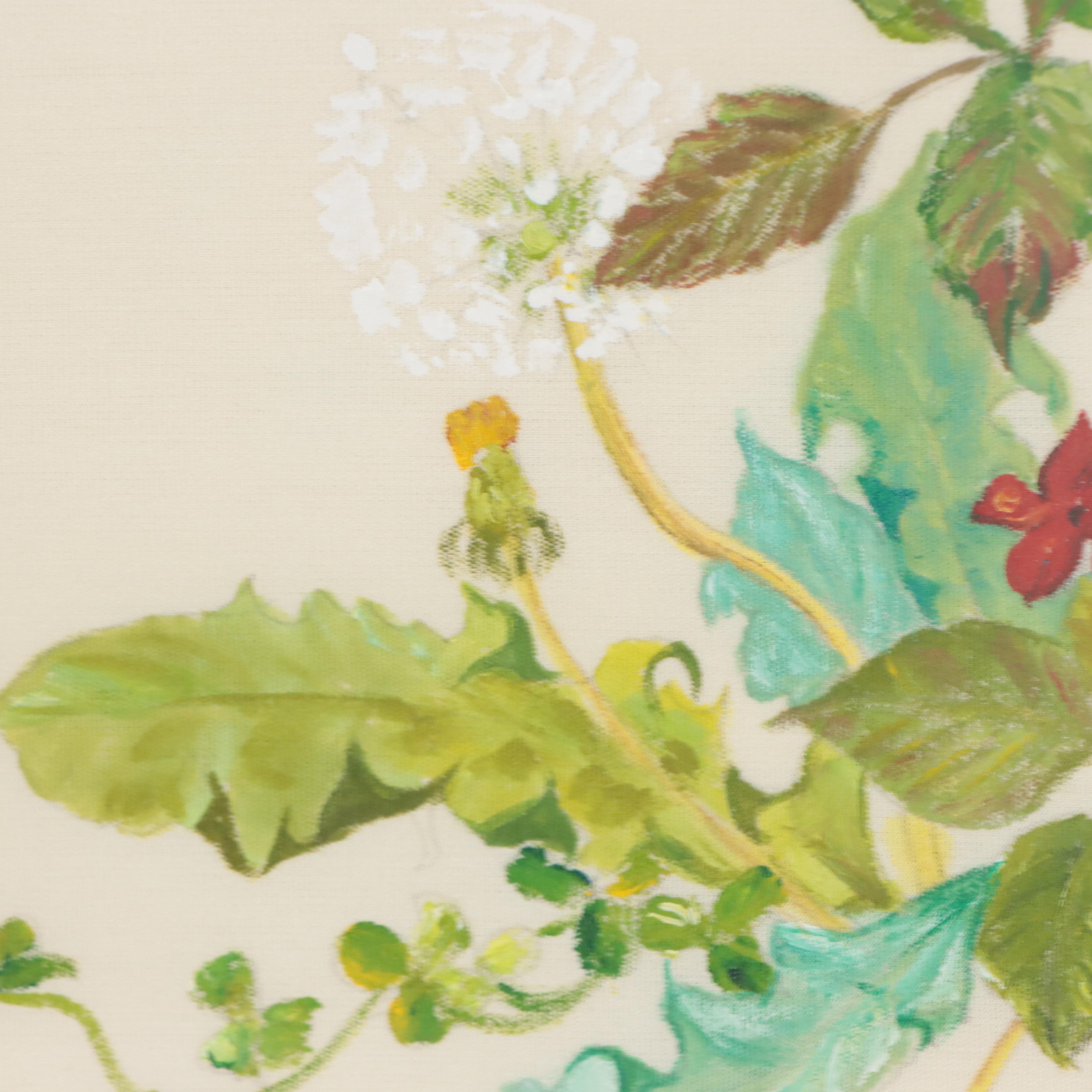 Linda Hinton Floral Scene Acrylic Painting, 1982