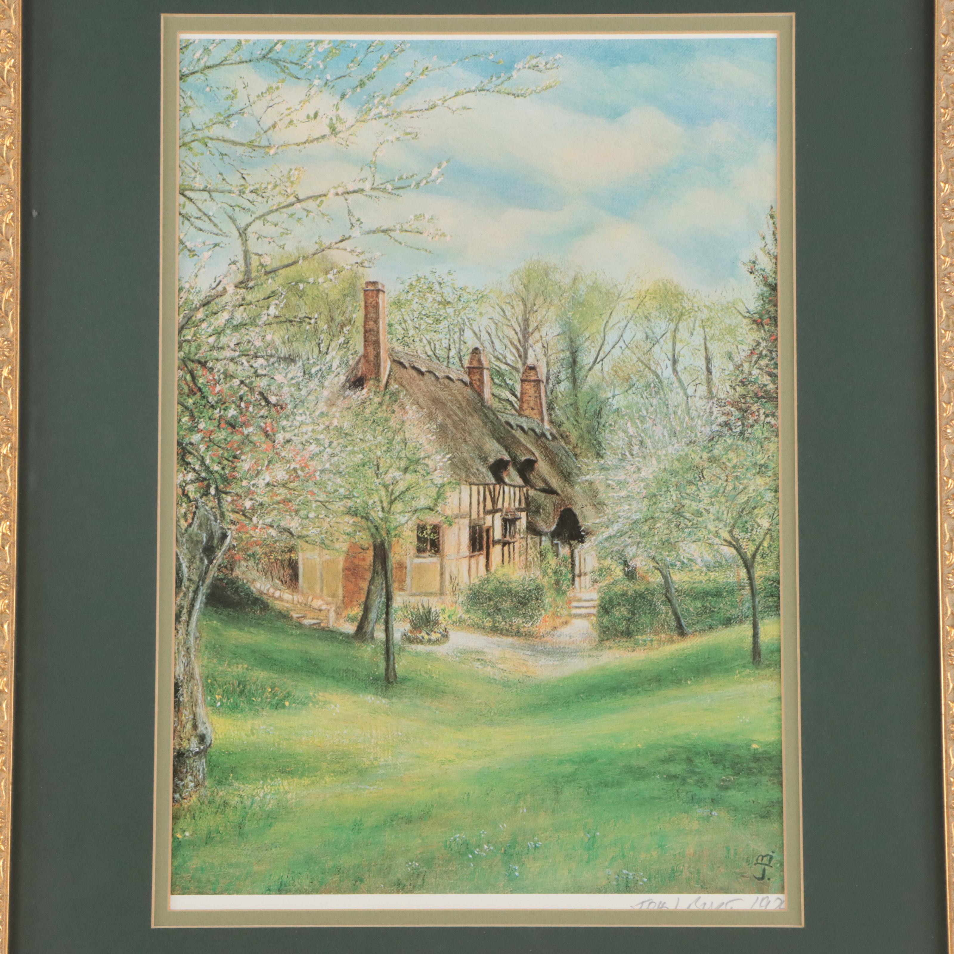 John Burt Offset Lithograph "Anne Hathaway's Cottage"